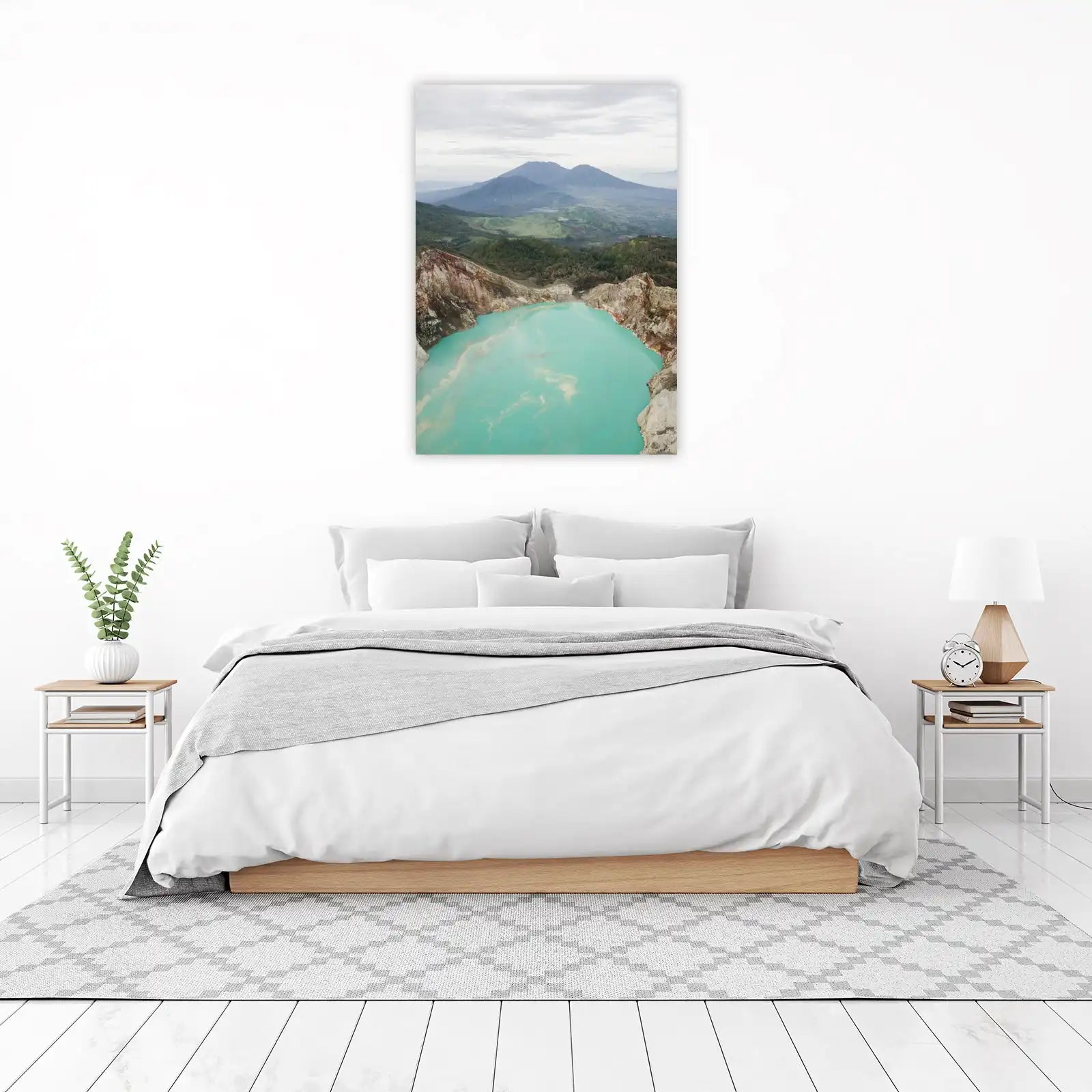 Turquoise Crater Lake Mountain Landscape Wall Art