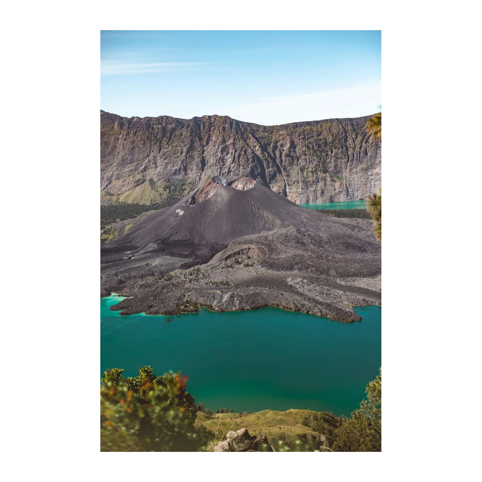 Majestic Volcano Lake Landscape Wall Art