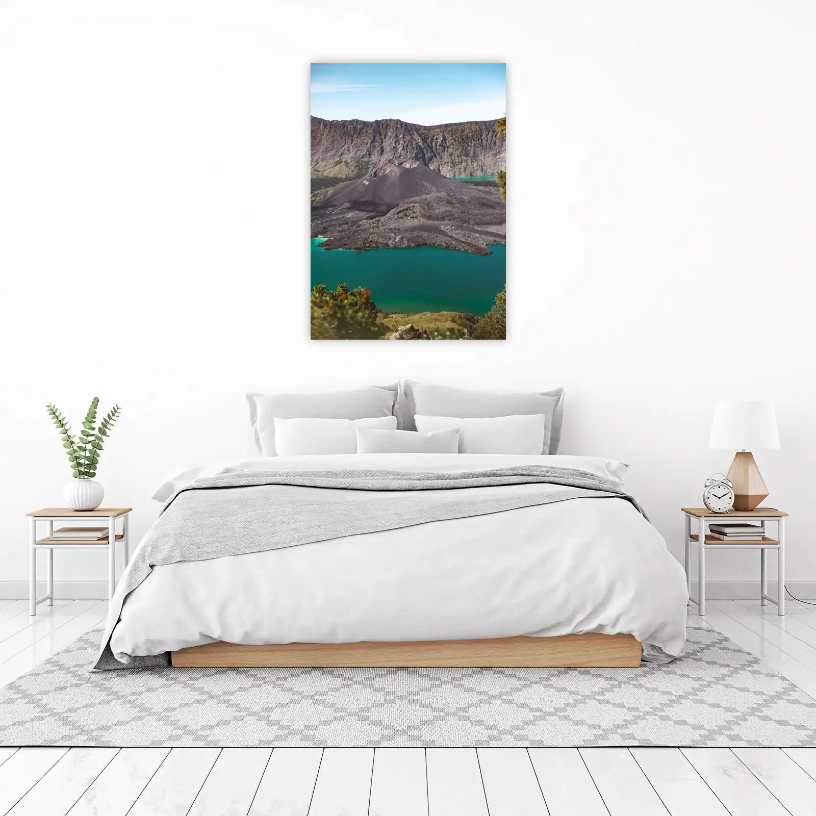Majestic Volcano Lake Landscape Wall Art