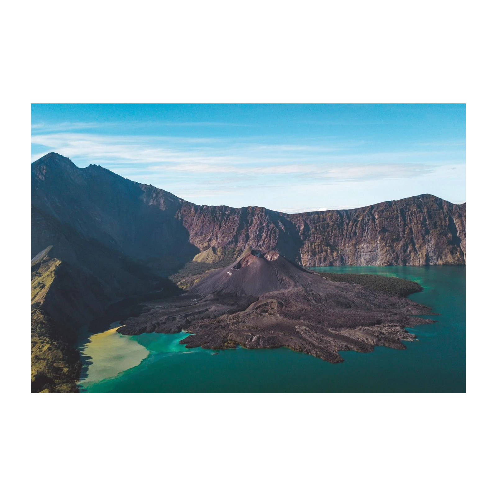 Majestic Volcano Lake Landscape Wall Art