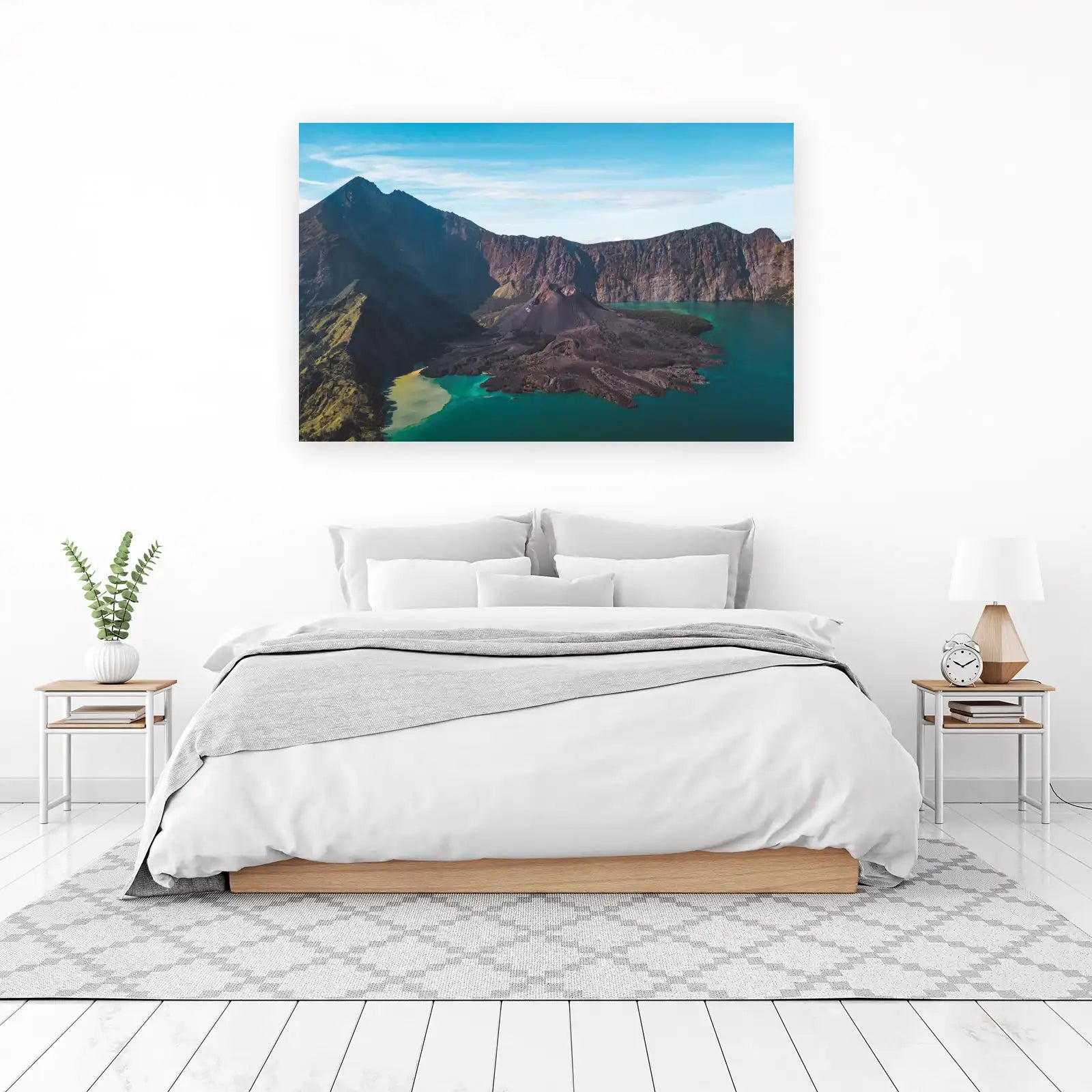 Majestic Volcano Lake Landscape Wall Art