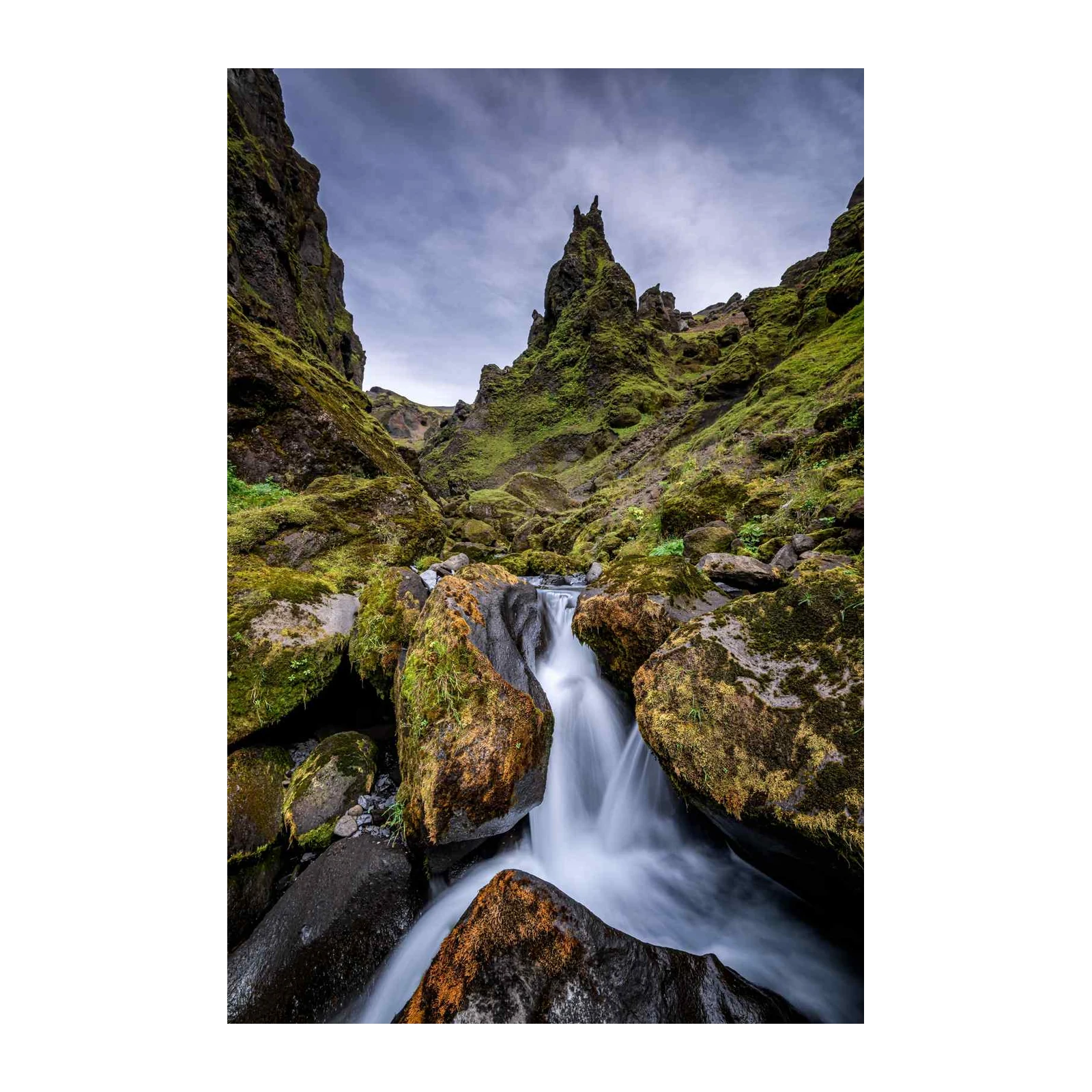 Mossy Icelandic Waterfall Nature Wall Art