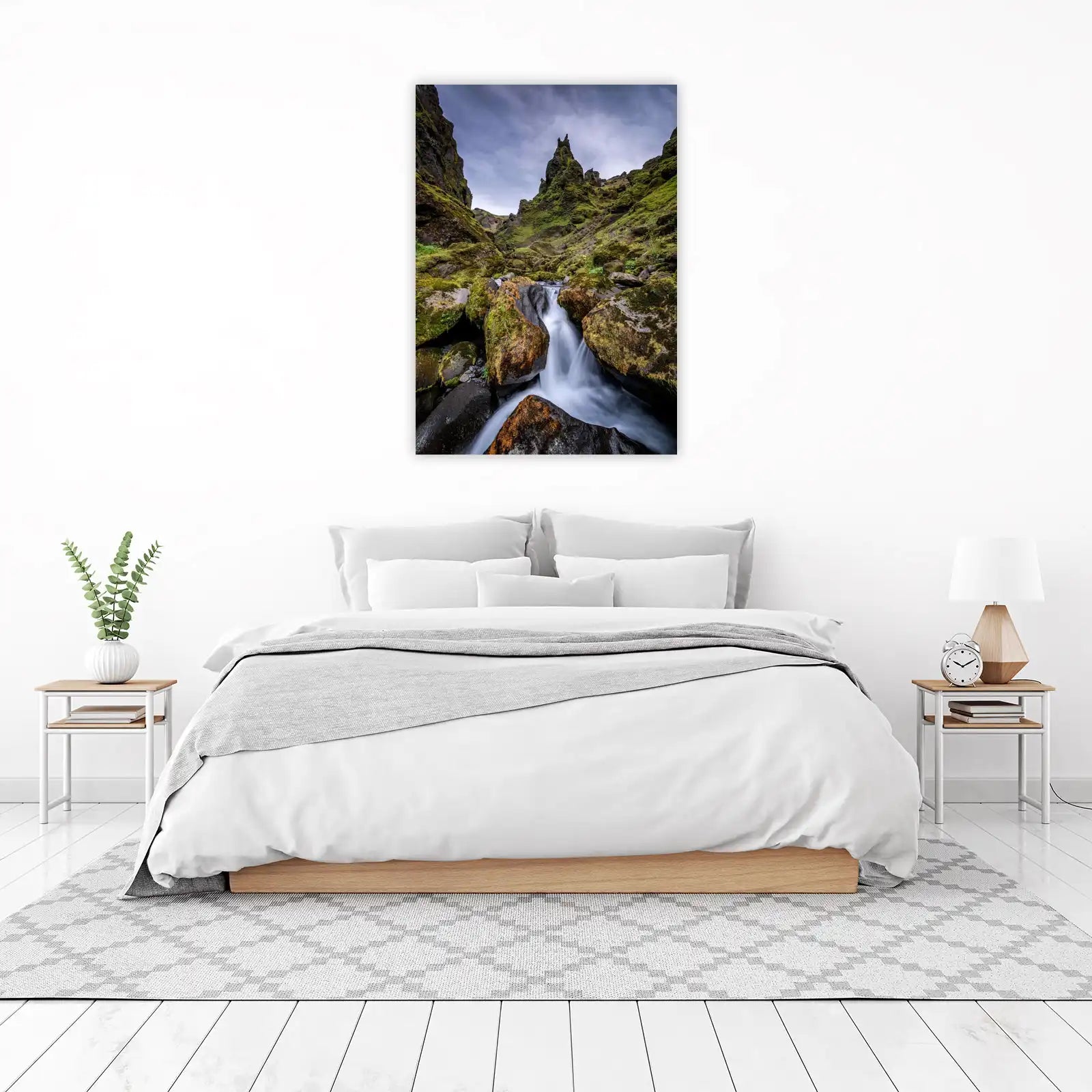 Mossy Icelandic Waterfall Nature Wall Art