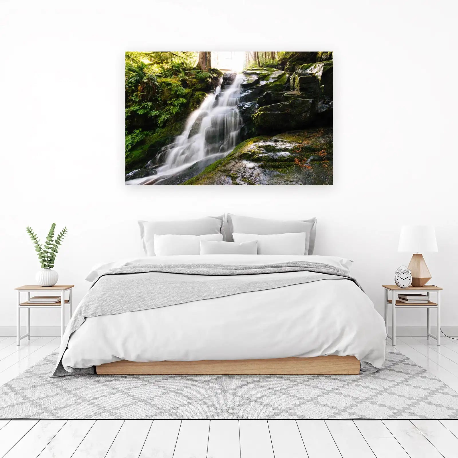 Tranquil Forest Waterfall Serenity Wall Art