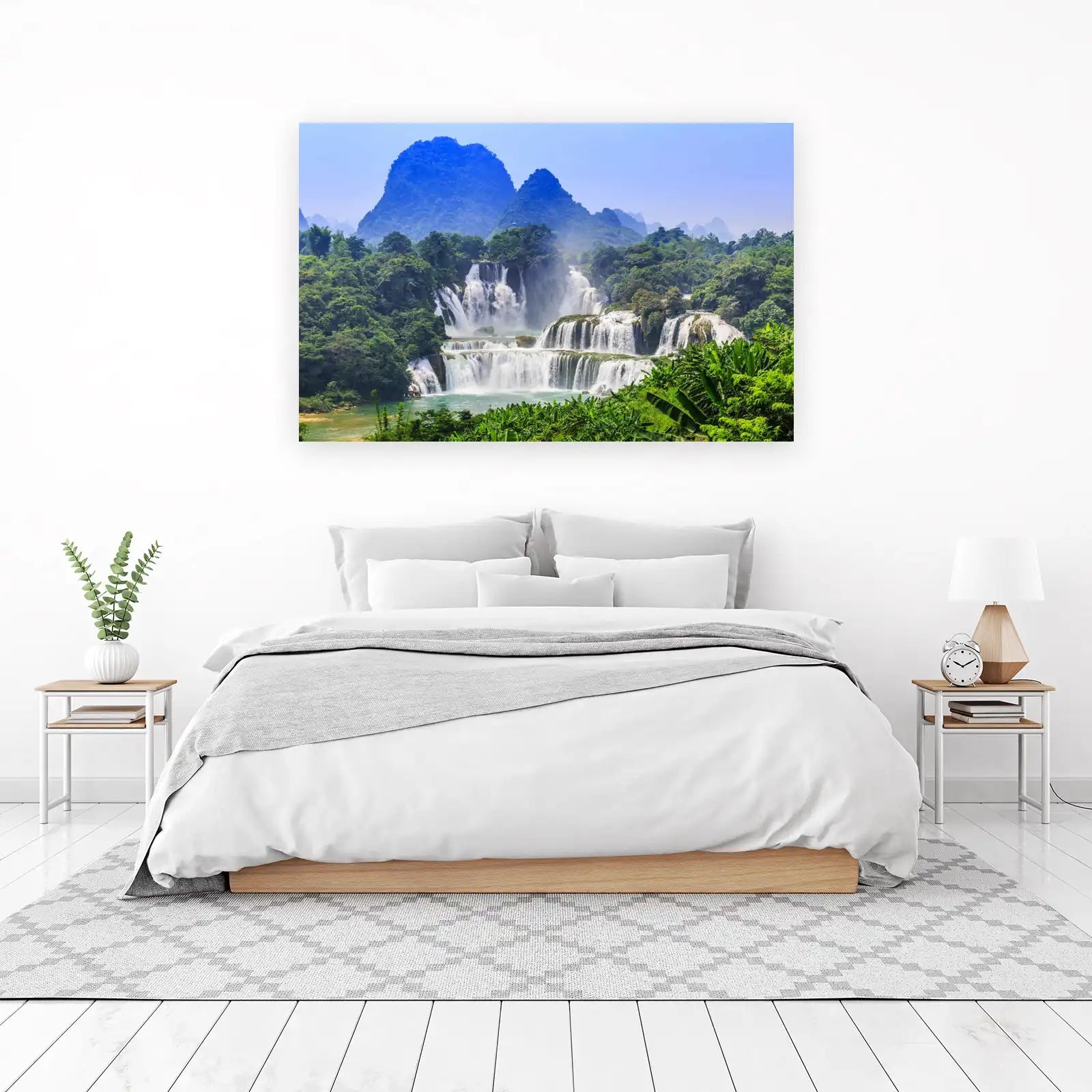 Majestic Waterfall Lush Forest Wall Art