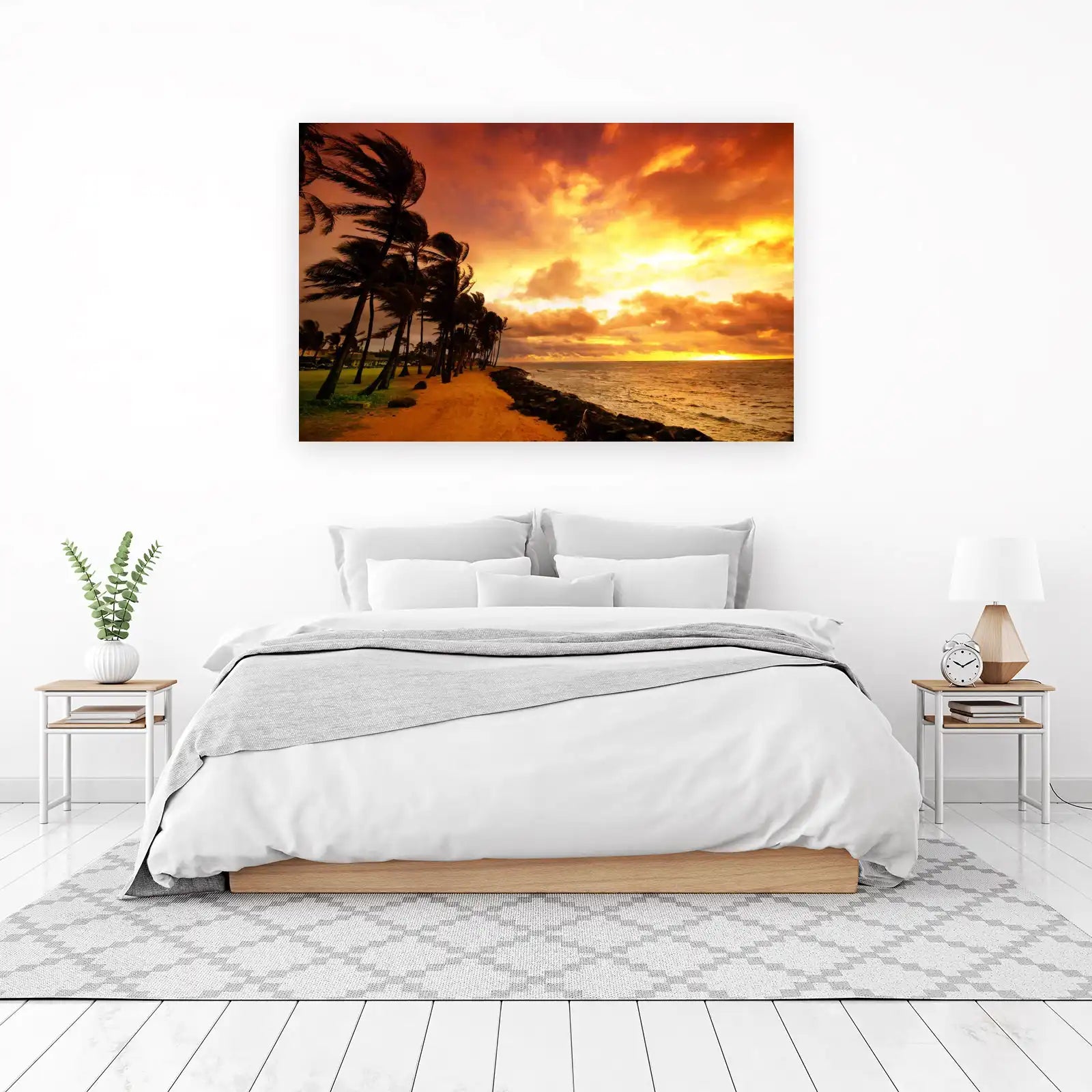 Tropical Sunset Palm Trees Wall Art