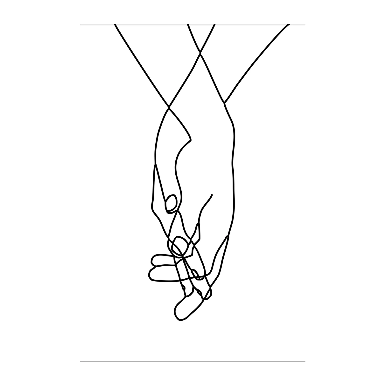 Minimalist Love Hands Line Art Wall Art