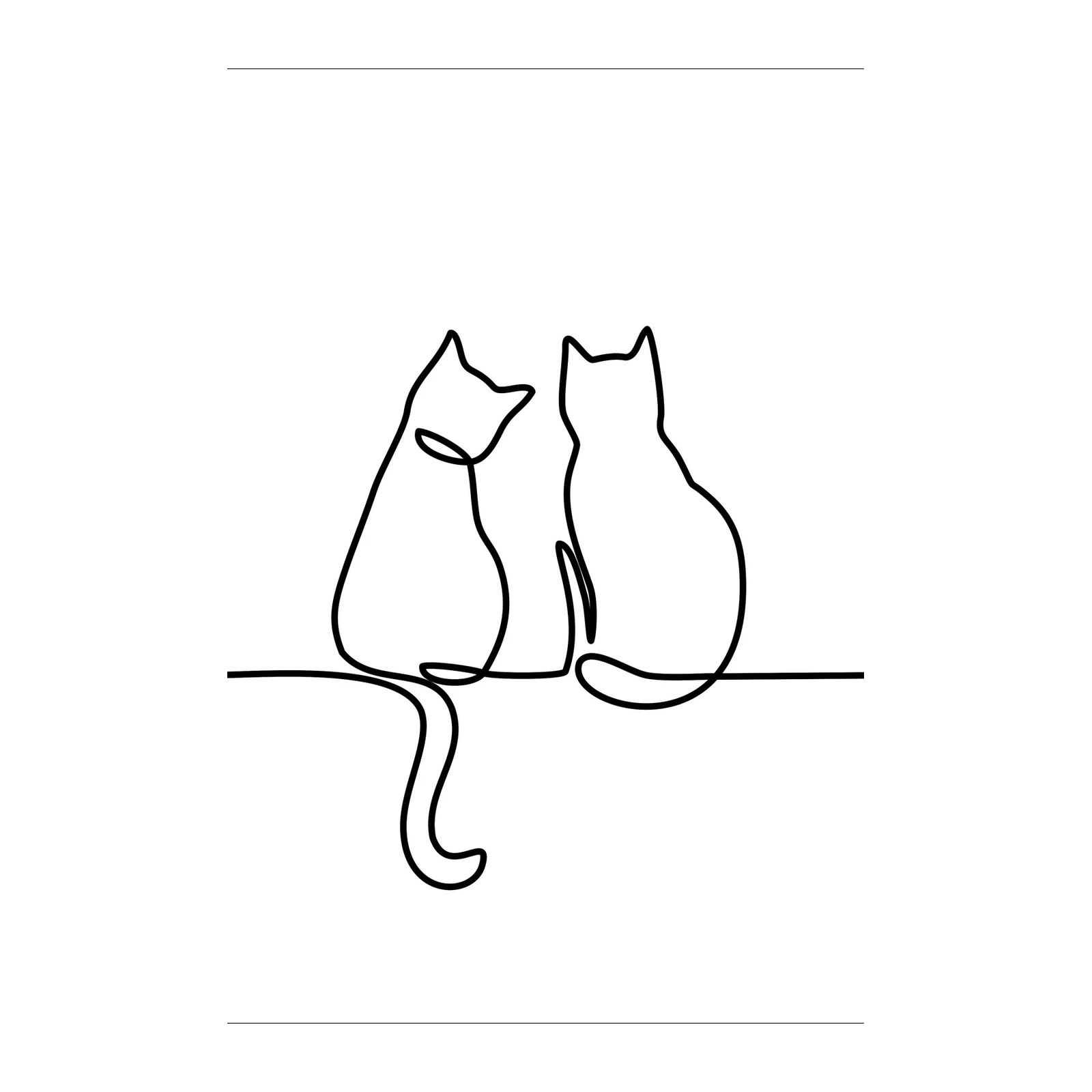 Charming Cats Minimalist Line Art Wall Art