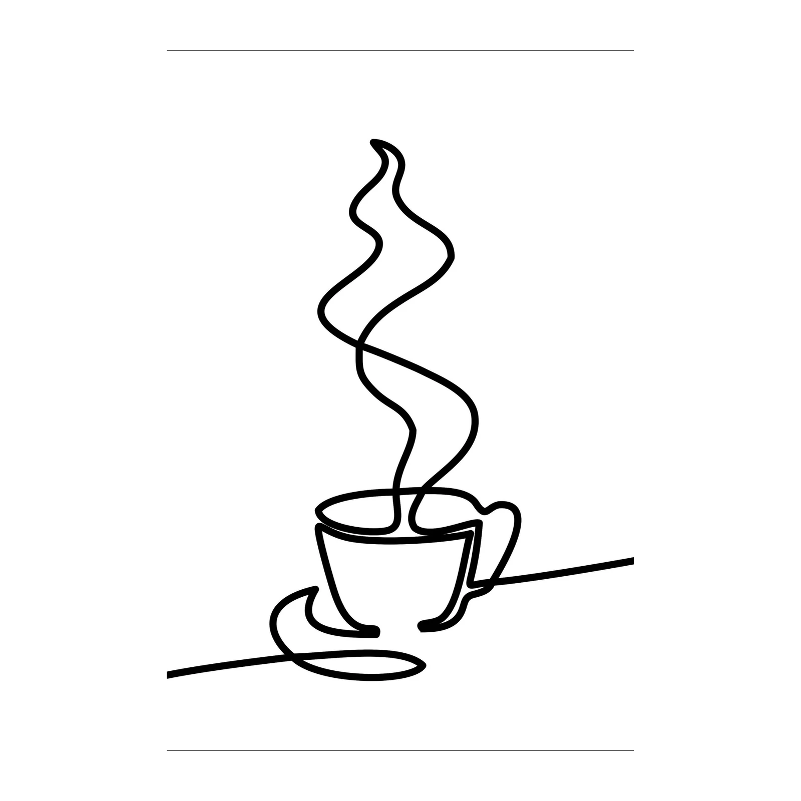 Minimalist Coffee Steam Line Art Wall Art