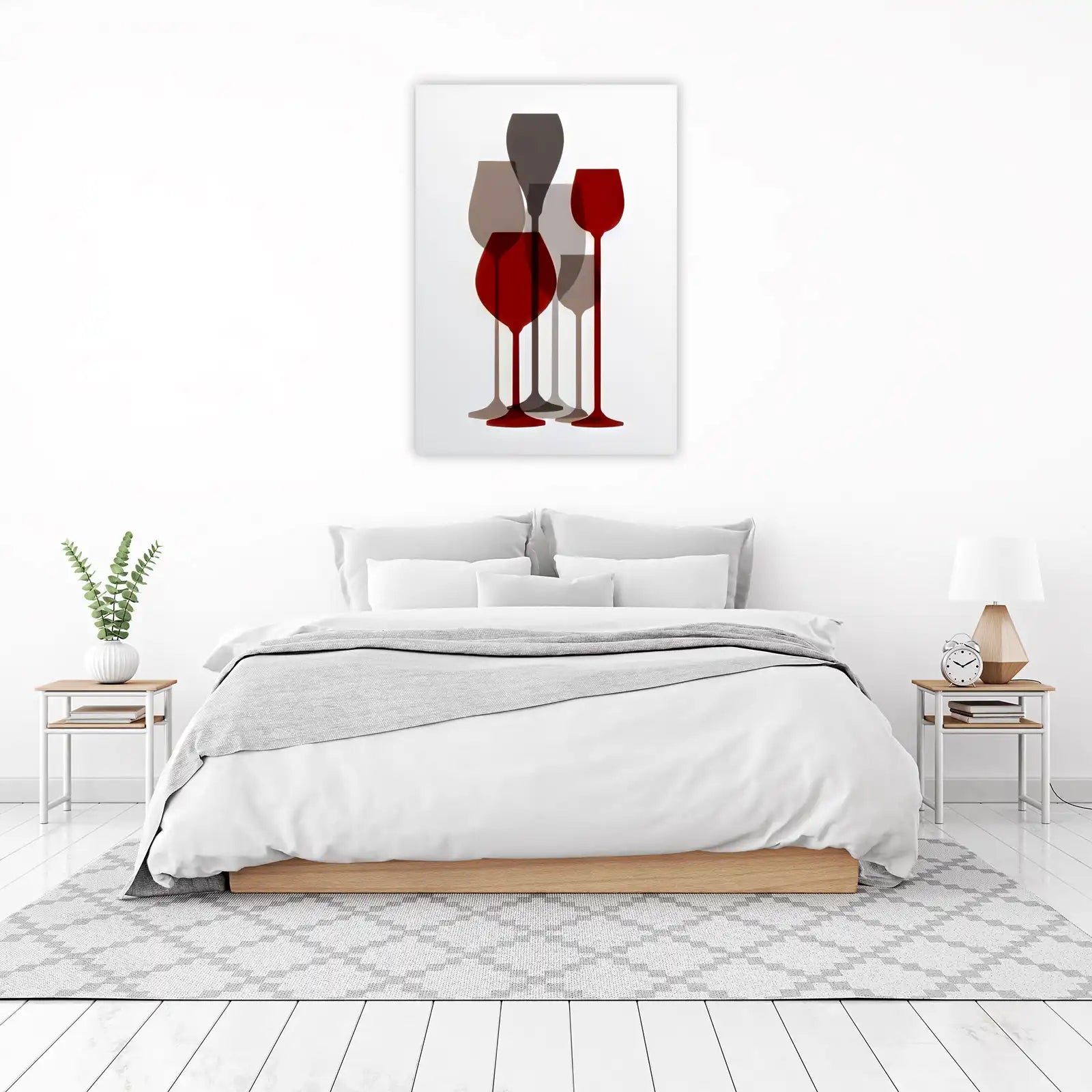 Modern Red Wine Glasses Wall Art