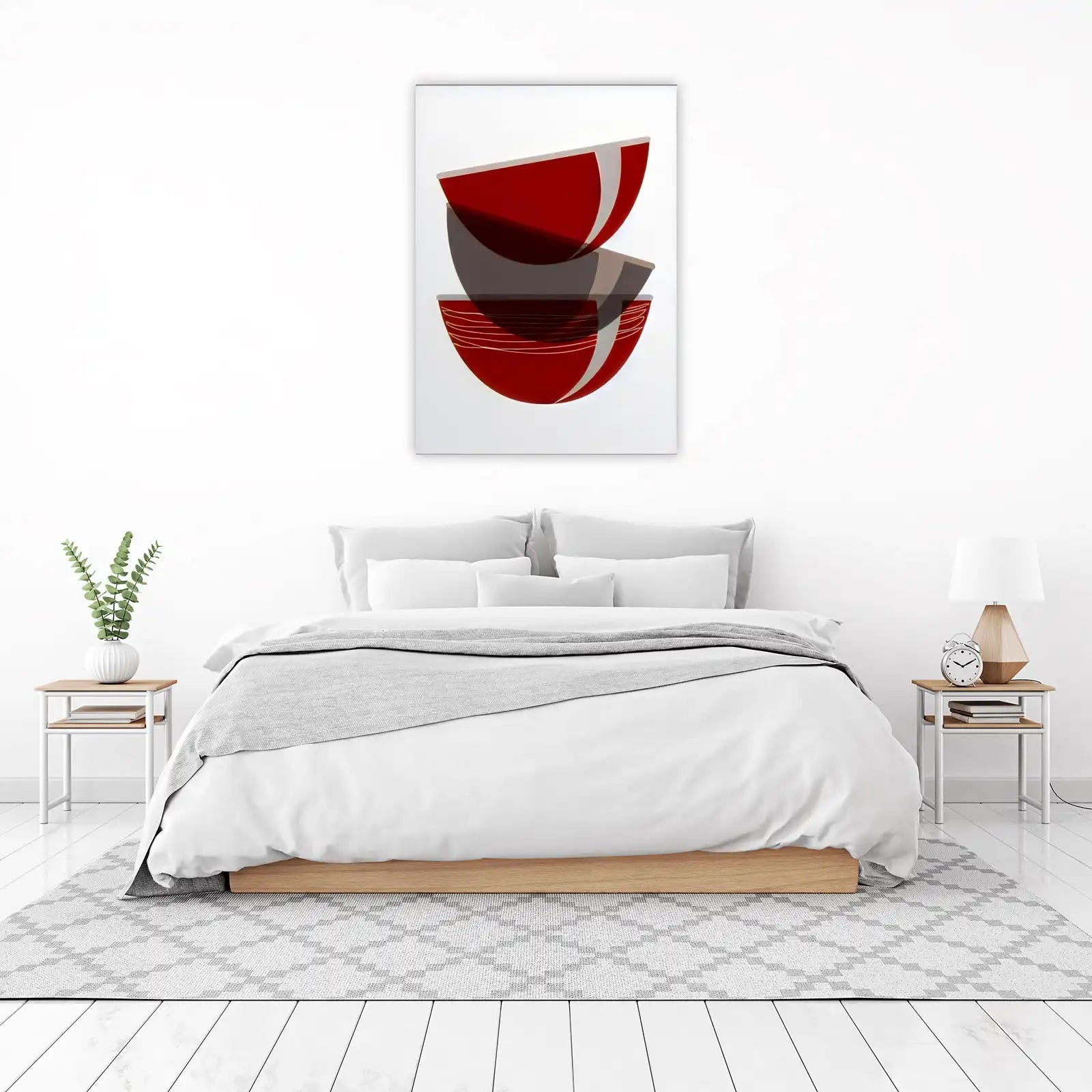 Abstract Red Bowls Wall Art for Modern Decor