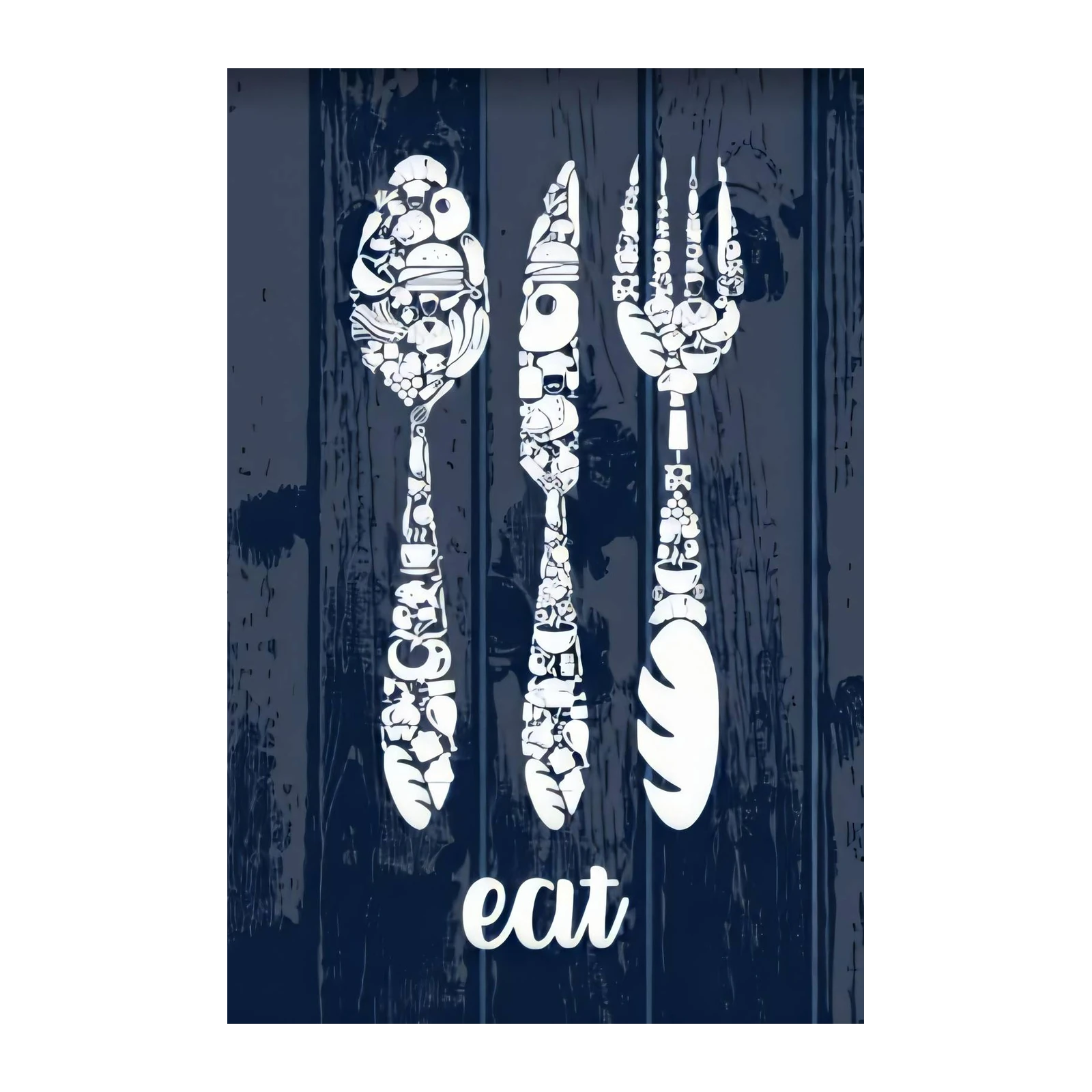 Whimsical Food Collage Spoon Fork Knife Wall Art