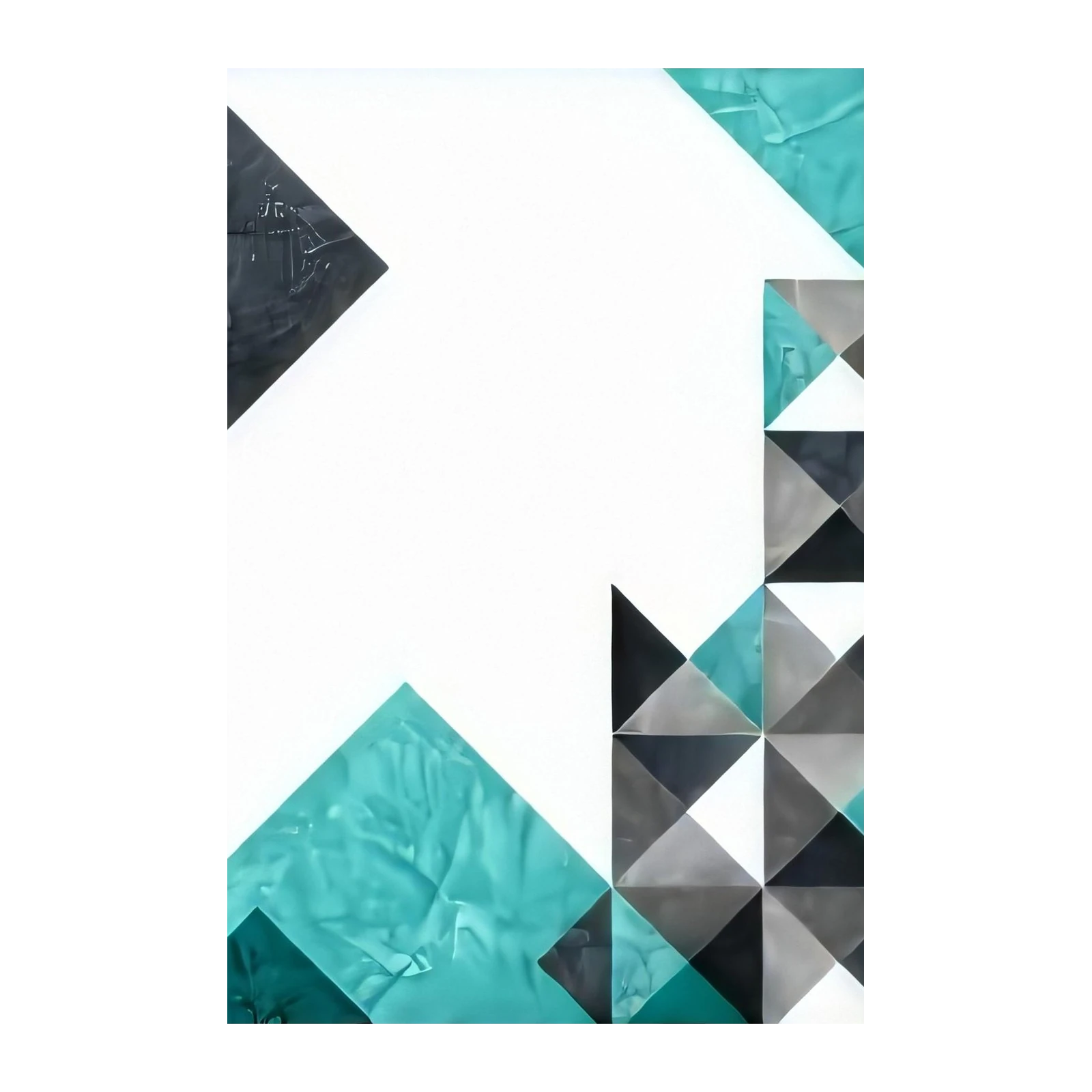 Geometric Teal & Black Abstract Wall Art