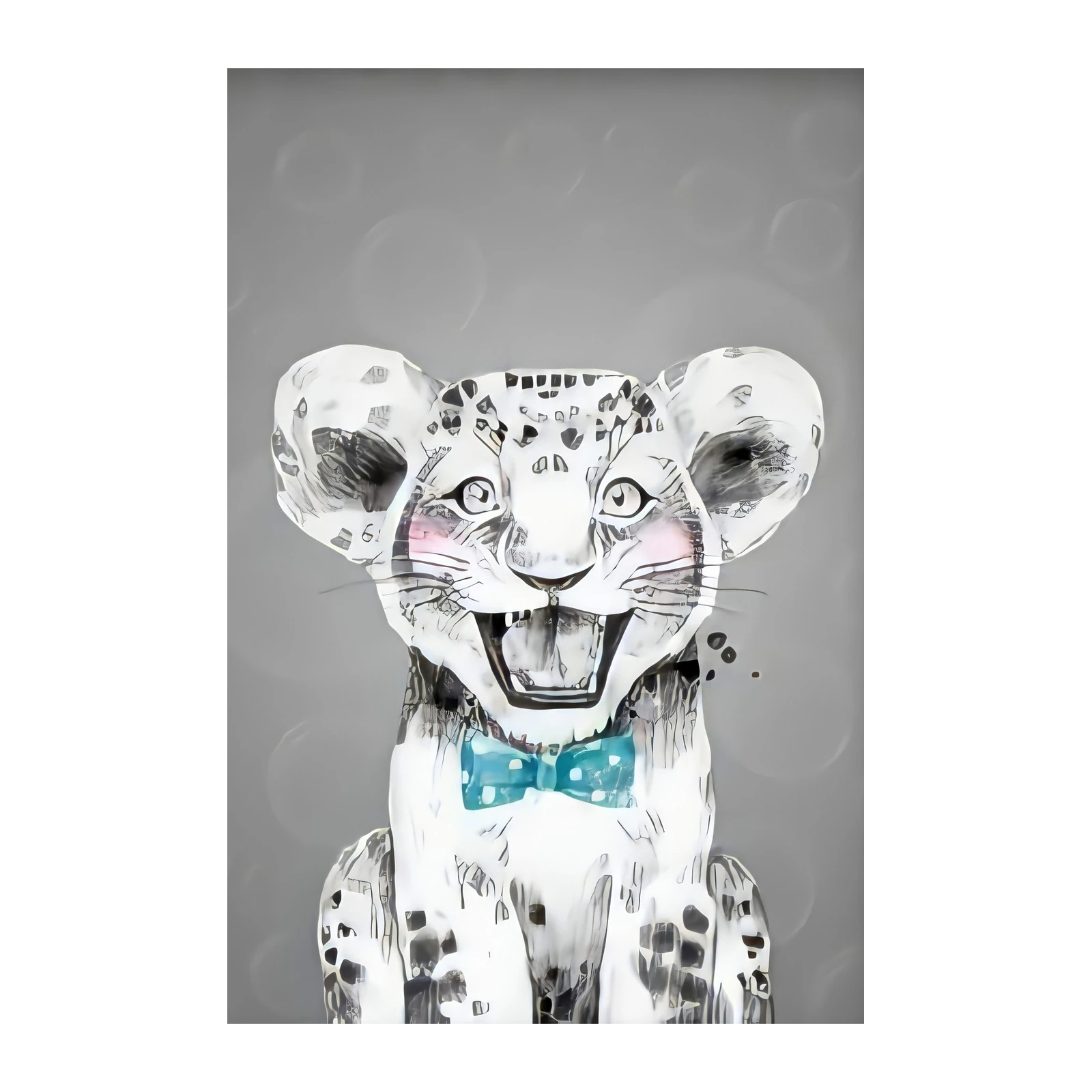 Chic Snow Leopard Bow Tie Wall Art