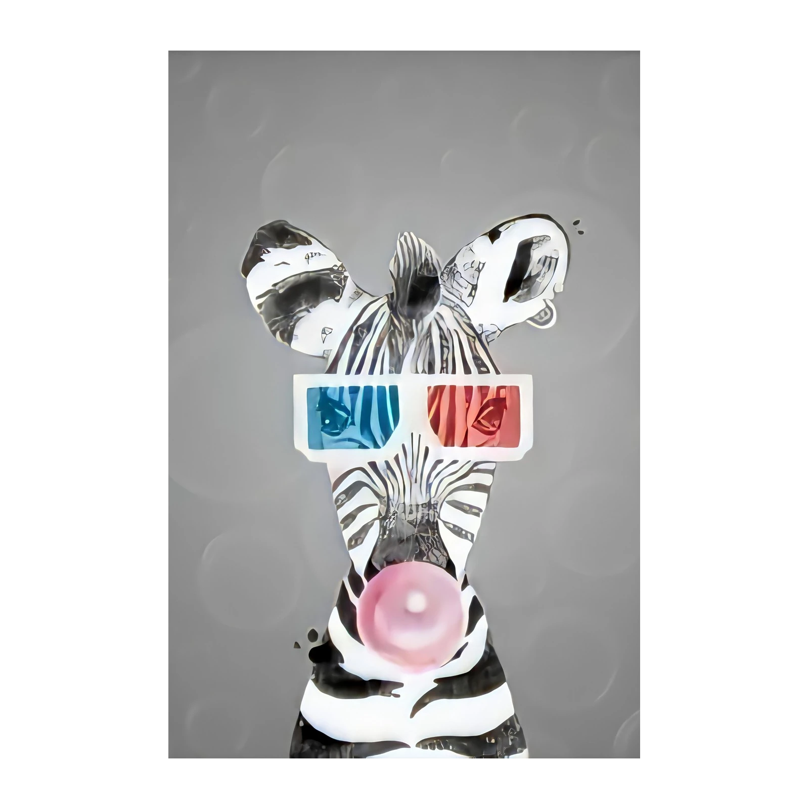 Playful Zebra 3D Glasses Bubblegum Wall Art