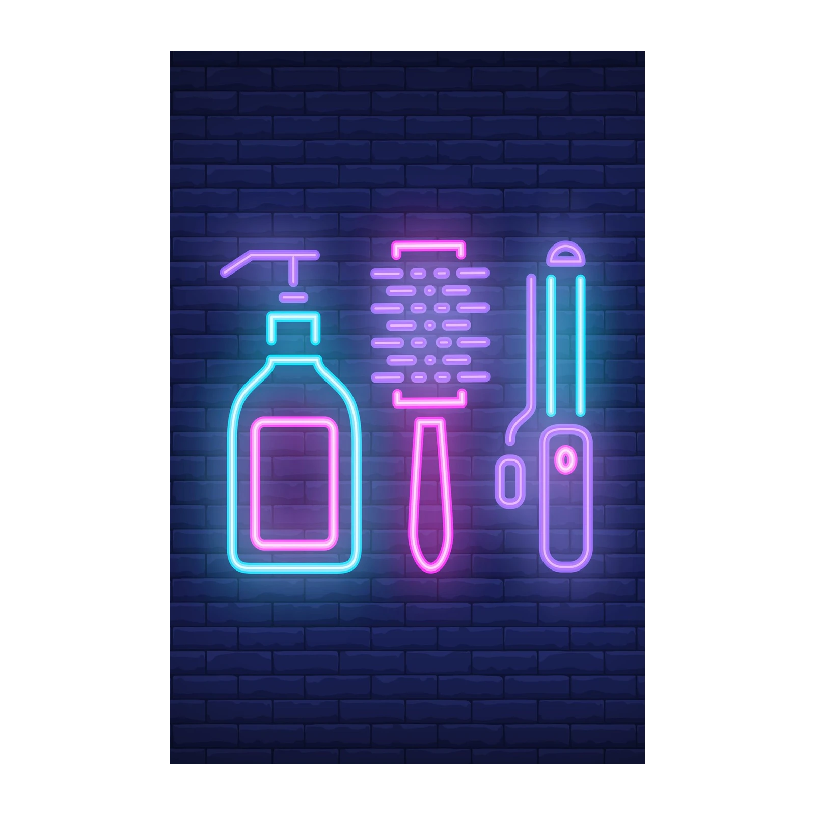 Neon Hair Salon Art Wall Art