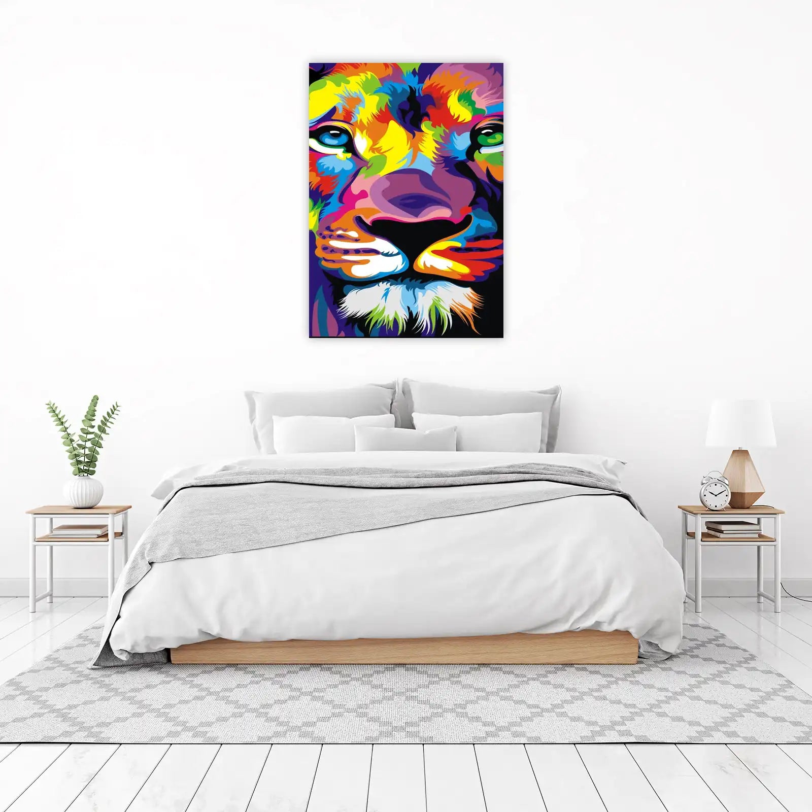 Vibrant Pop Art Lion Head Wall Art