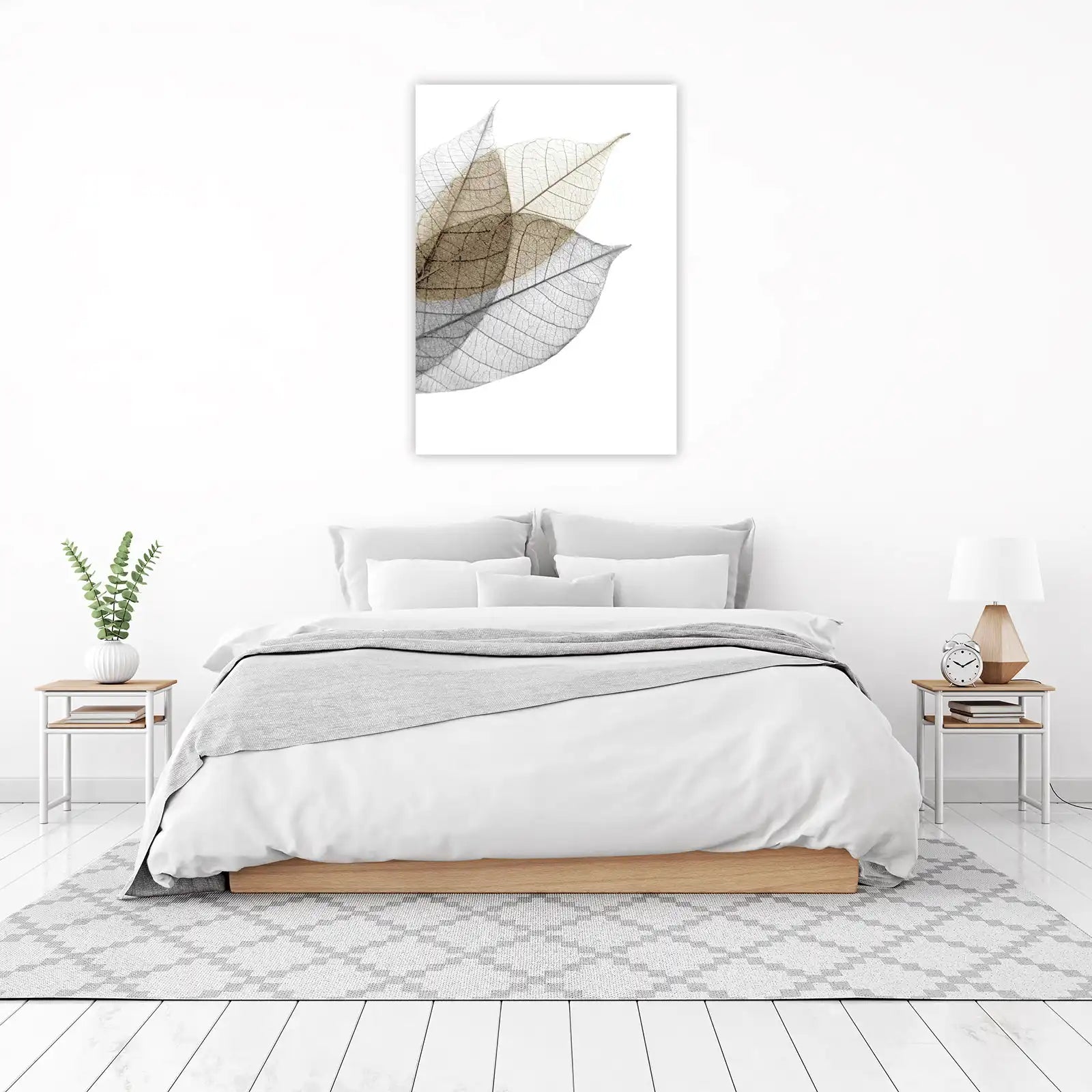 Nature's Skeleton Gold & Grey Leaves Wall Art