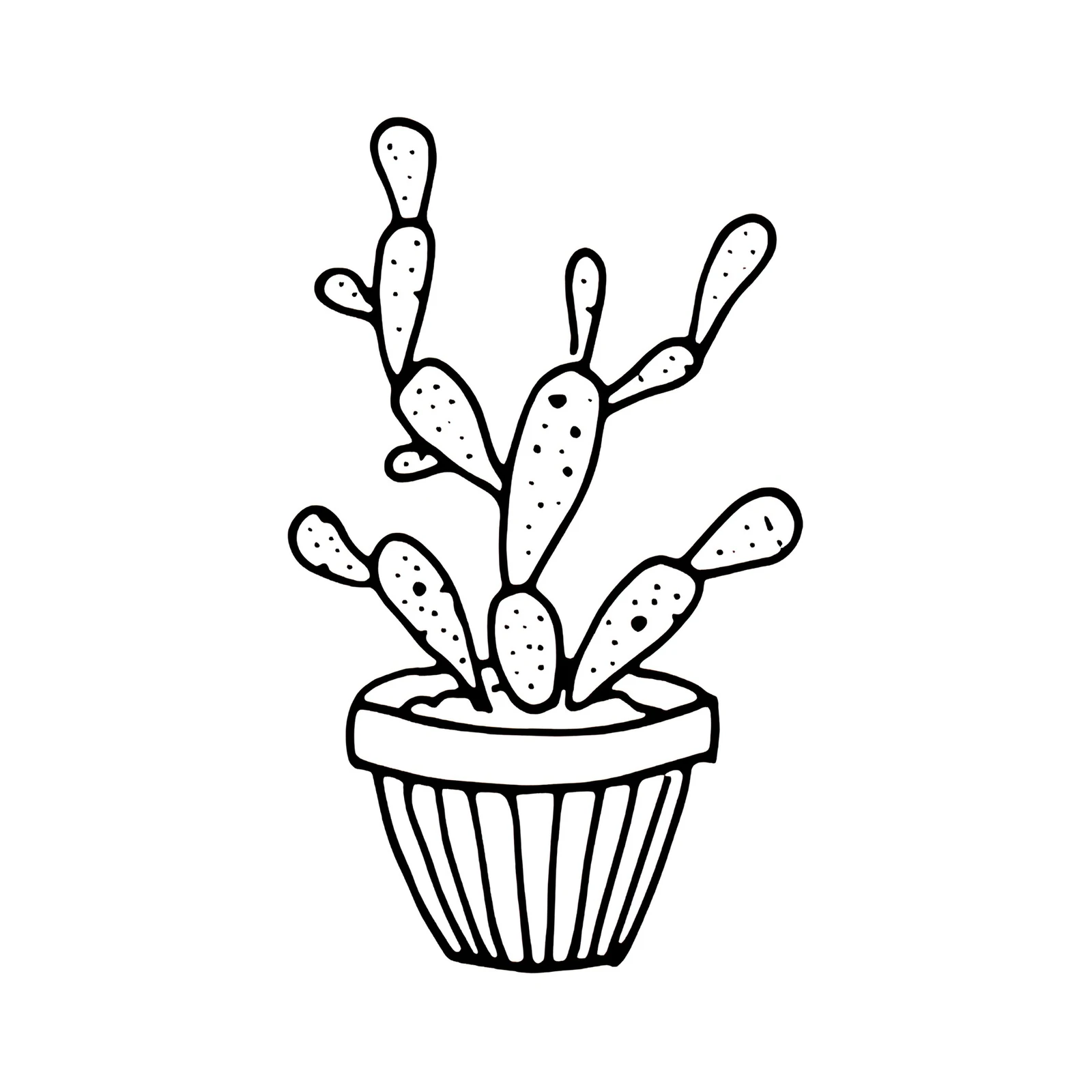 Minimalist Potted Cactus Line Art Wall Art