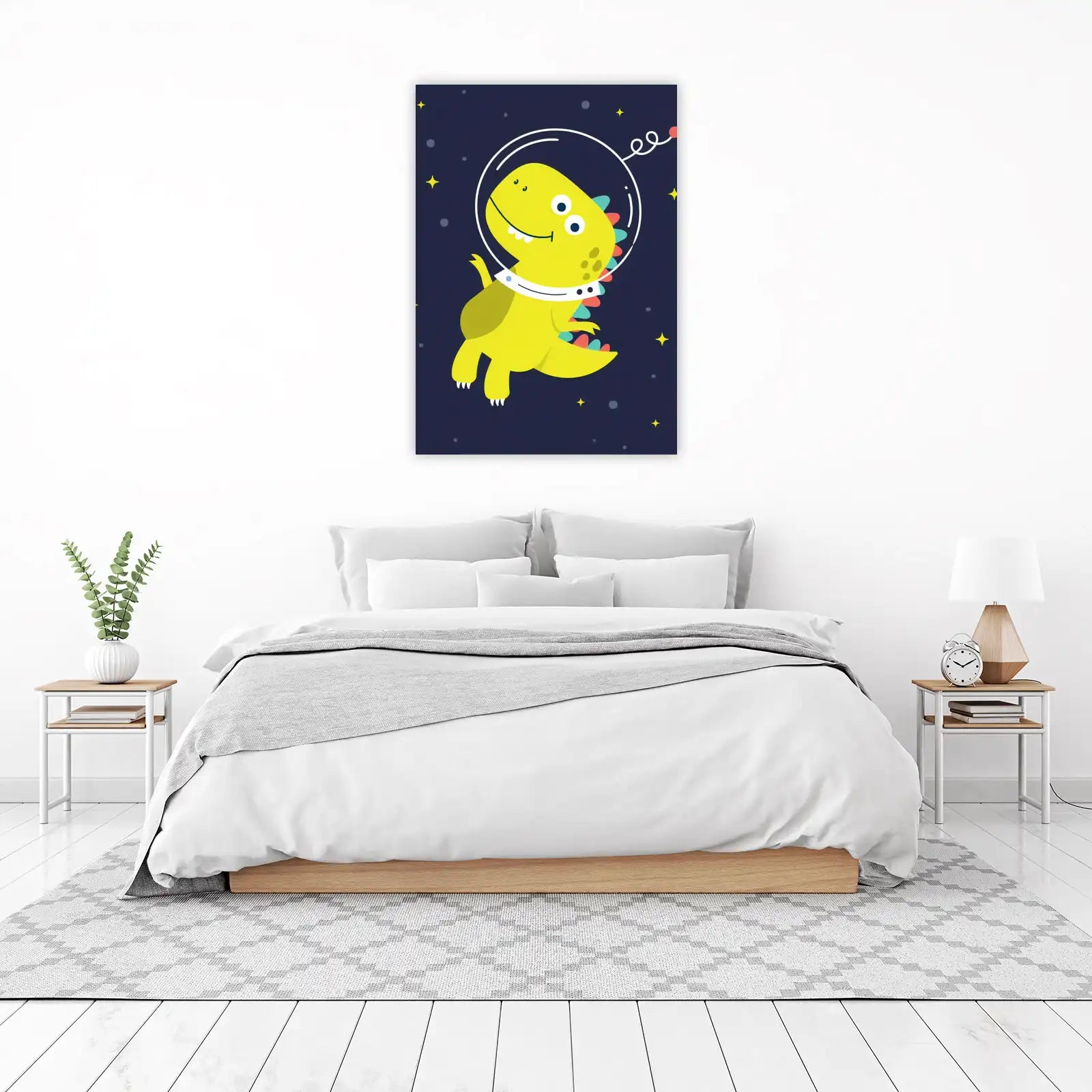 Cute Astronaut Dino Space Adventure Wall Art