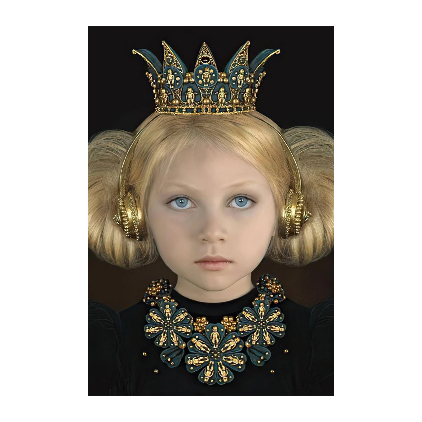 Royal Child with Crown and Headphones Wall Art