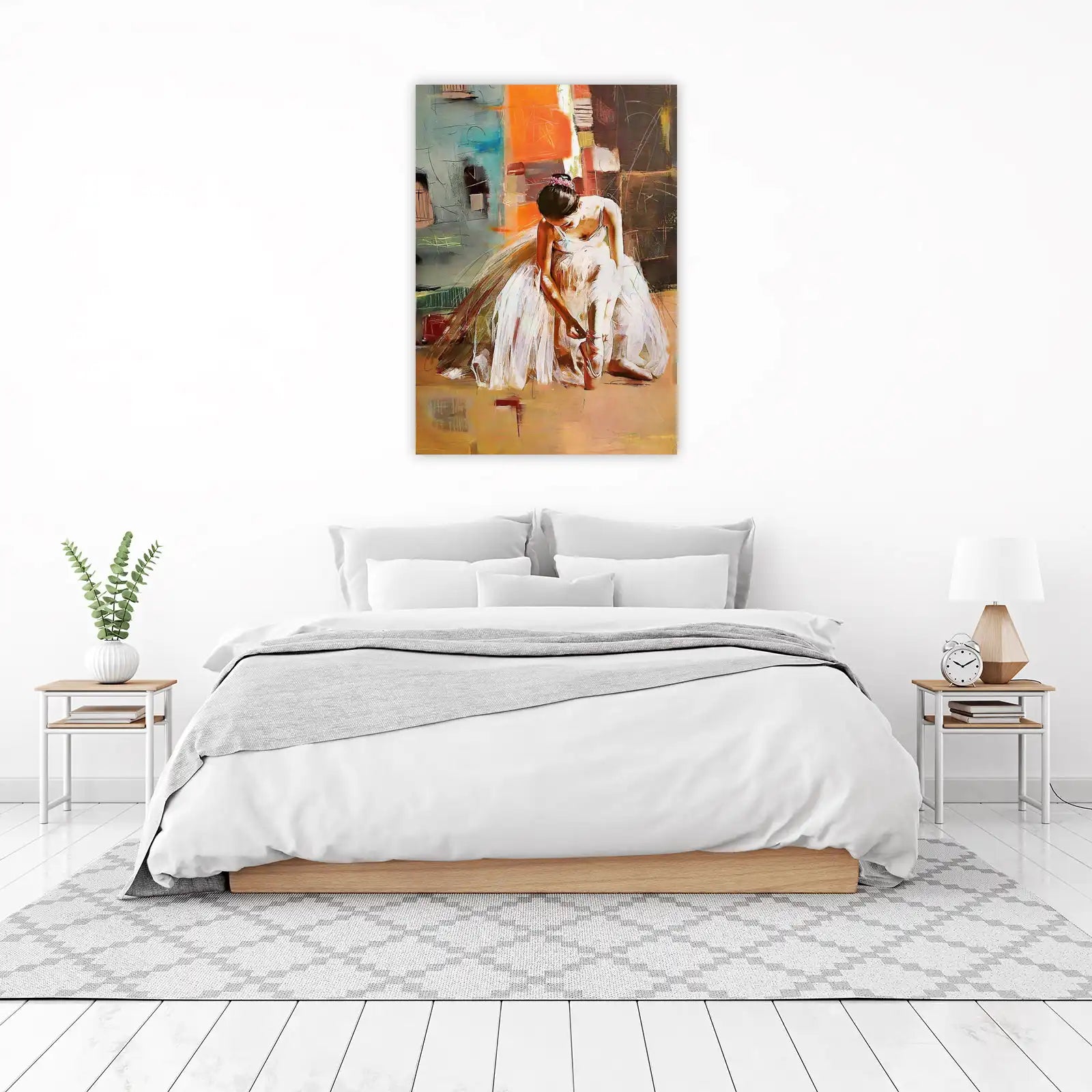 Graceful Ballerina Tying Pointe Shoes Wall Art