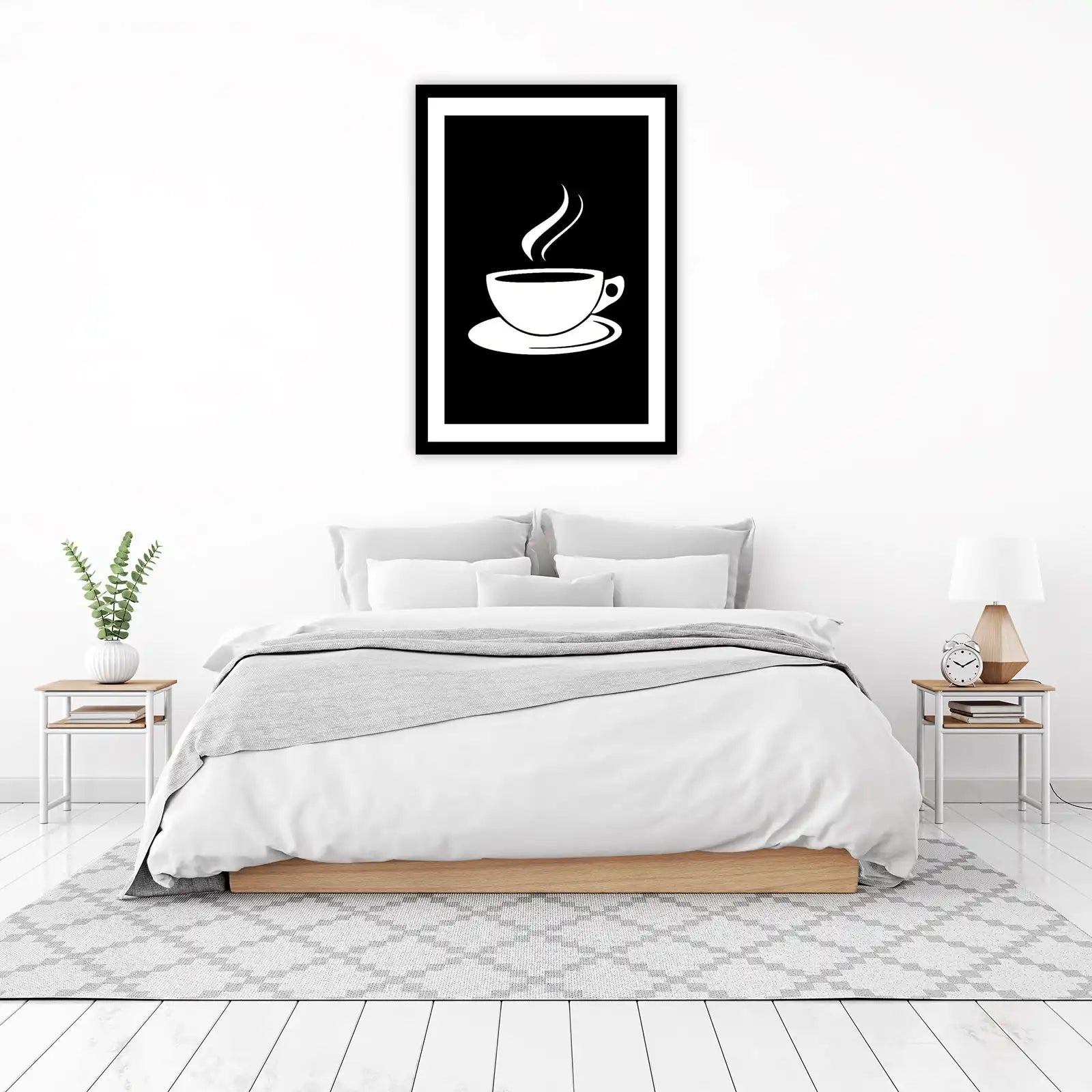 Minimalist Coffee Steam Cup Wall Art