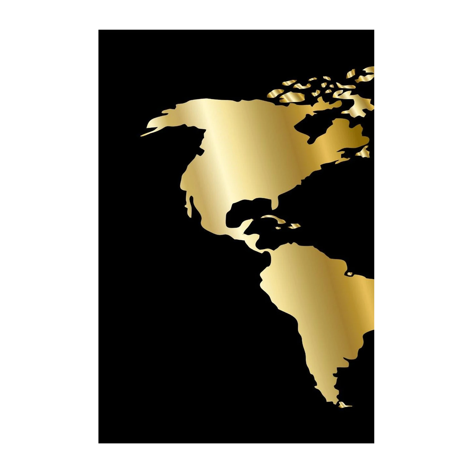 Elegant Gold Americas World Map Wall Art