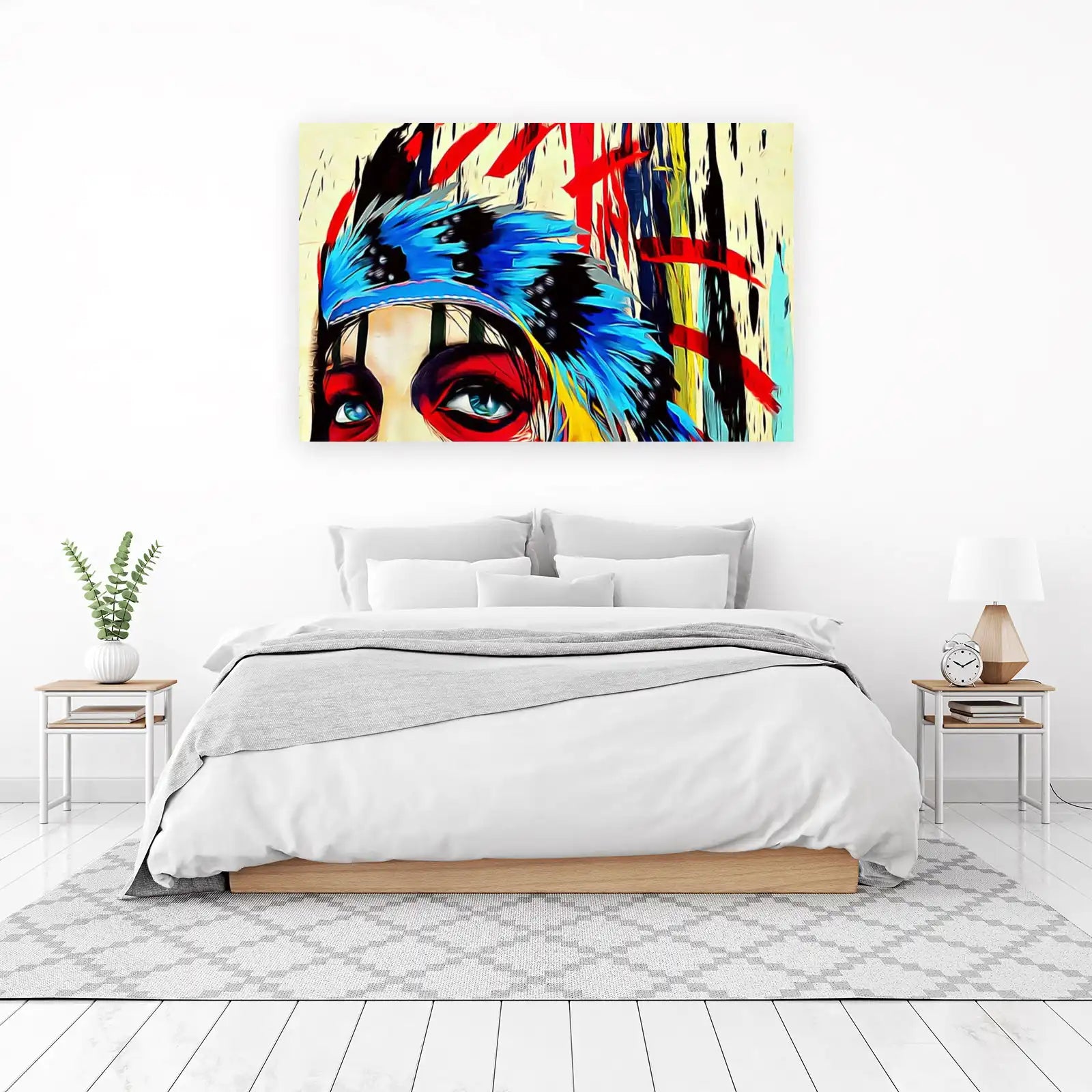 Vibrant Native Warrior Abstract Wall Art
