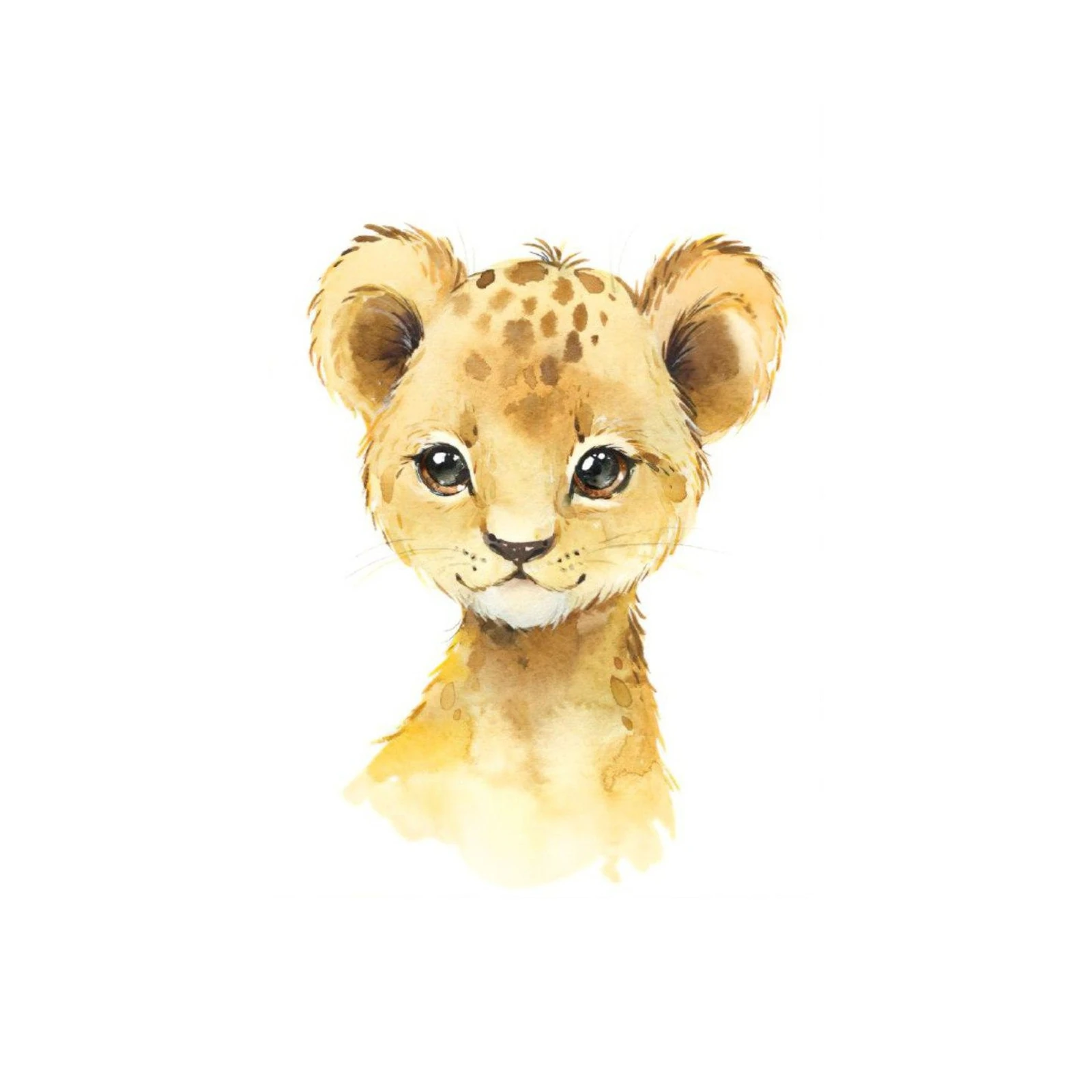 Adorable Lion Cub Watercolor Wall Art Wall Art