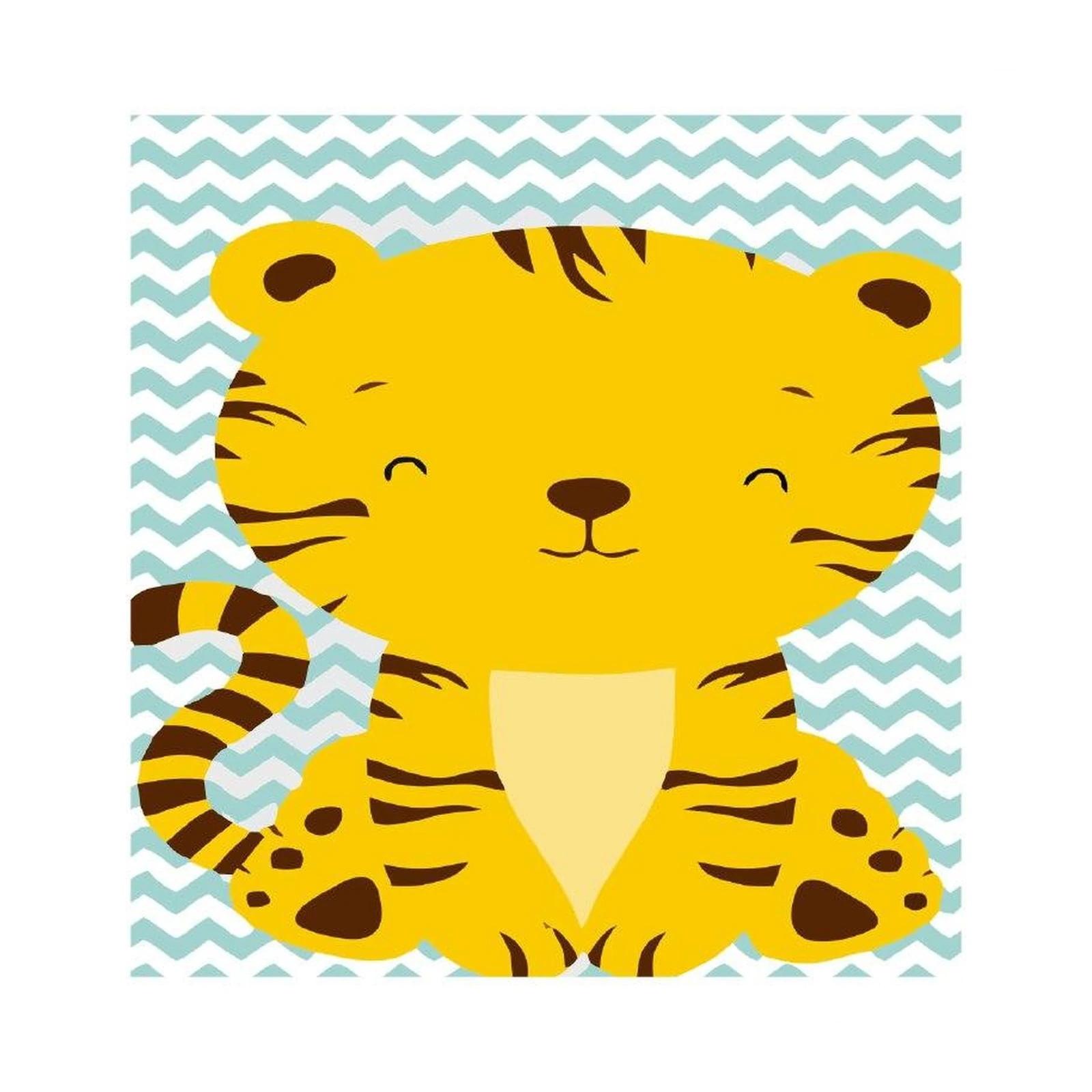 Adorable Baby Tiger Chevron Wall Art