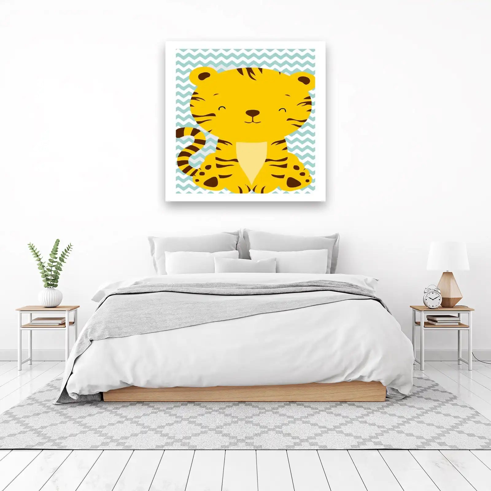 Adorable Baby Tiger Chevron Wall Art