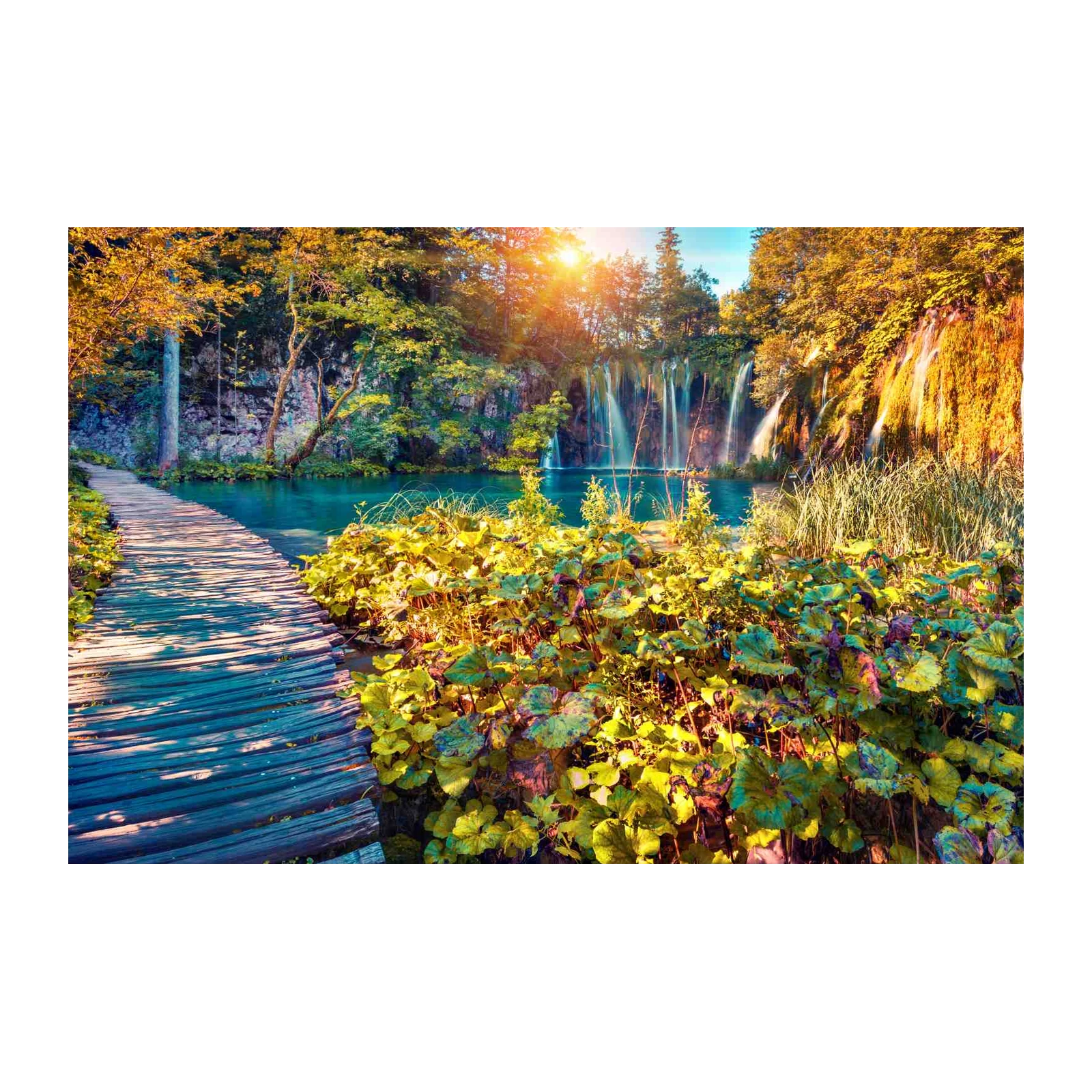Enchanting Waterfall Boardwalk Autumn Wall Art