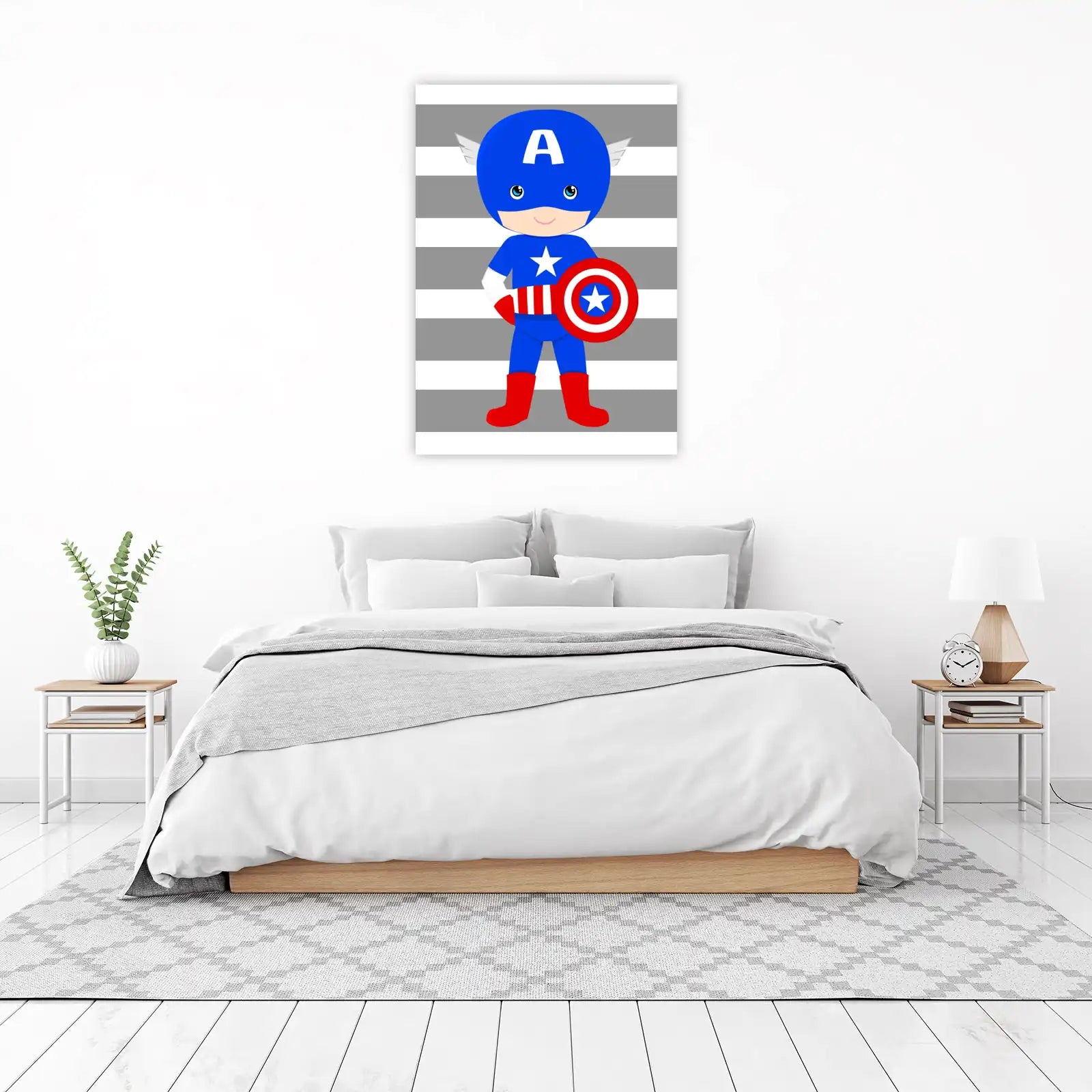 Cute Captain America Hero Wall Art