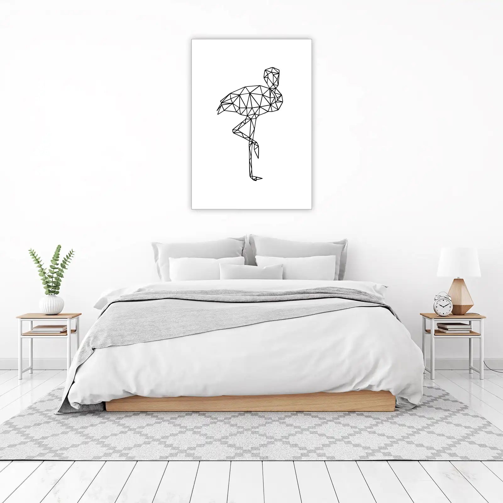 Geometric Flamingo Line Art Wall Art