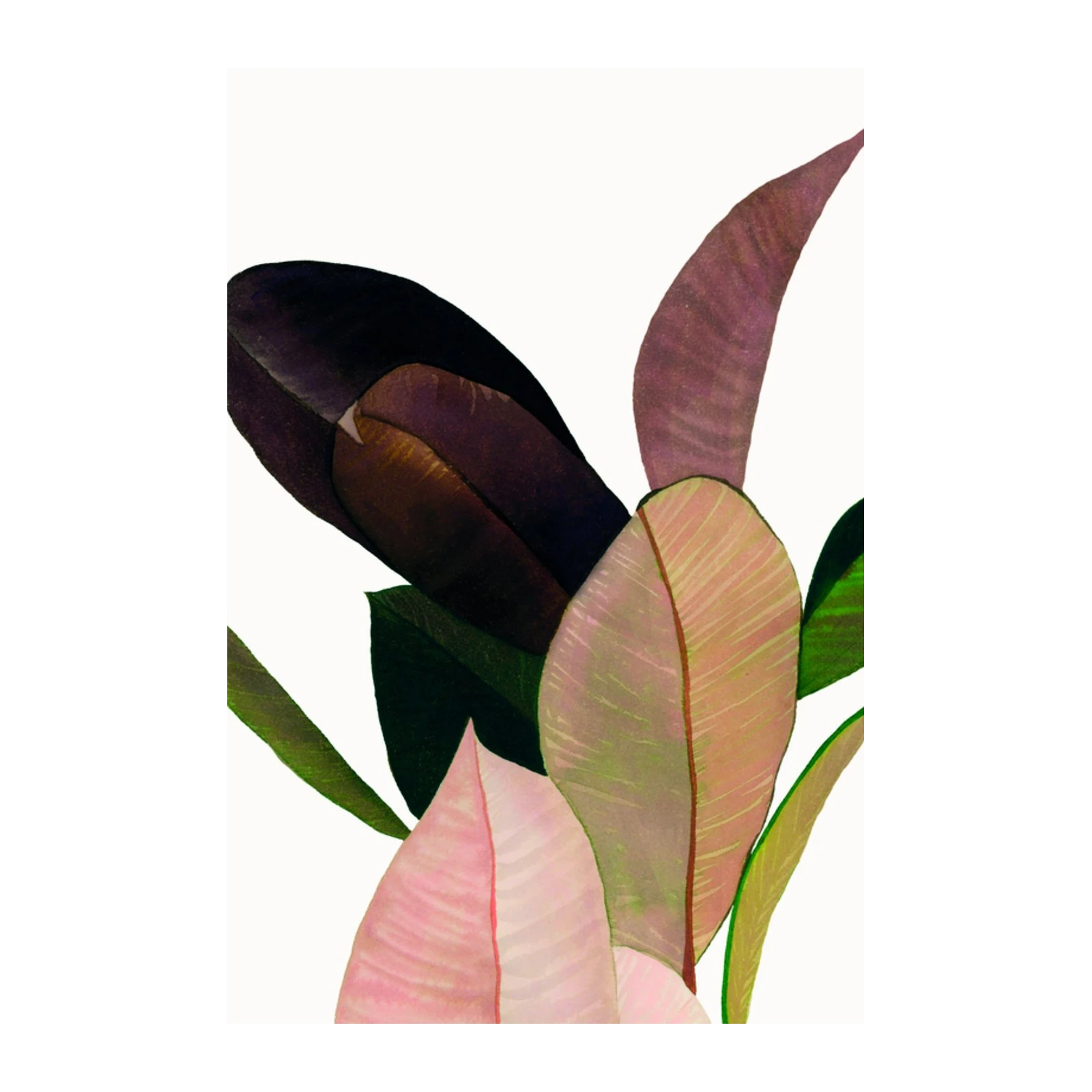 Vibrant Pink & Green Philodendron Leaves Wall Art