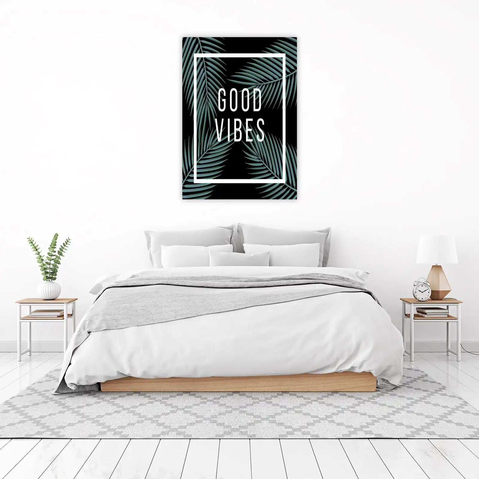 Good Vibes Tropical Palm Leaf Wall Art