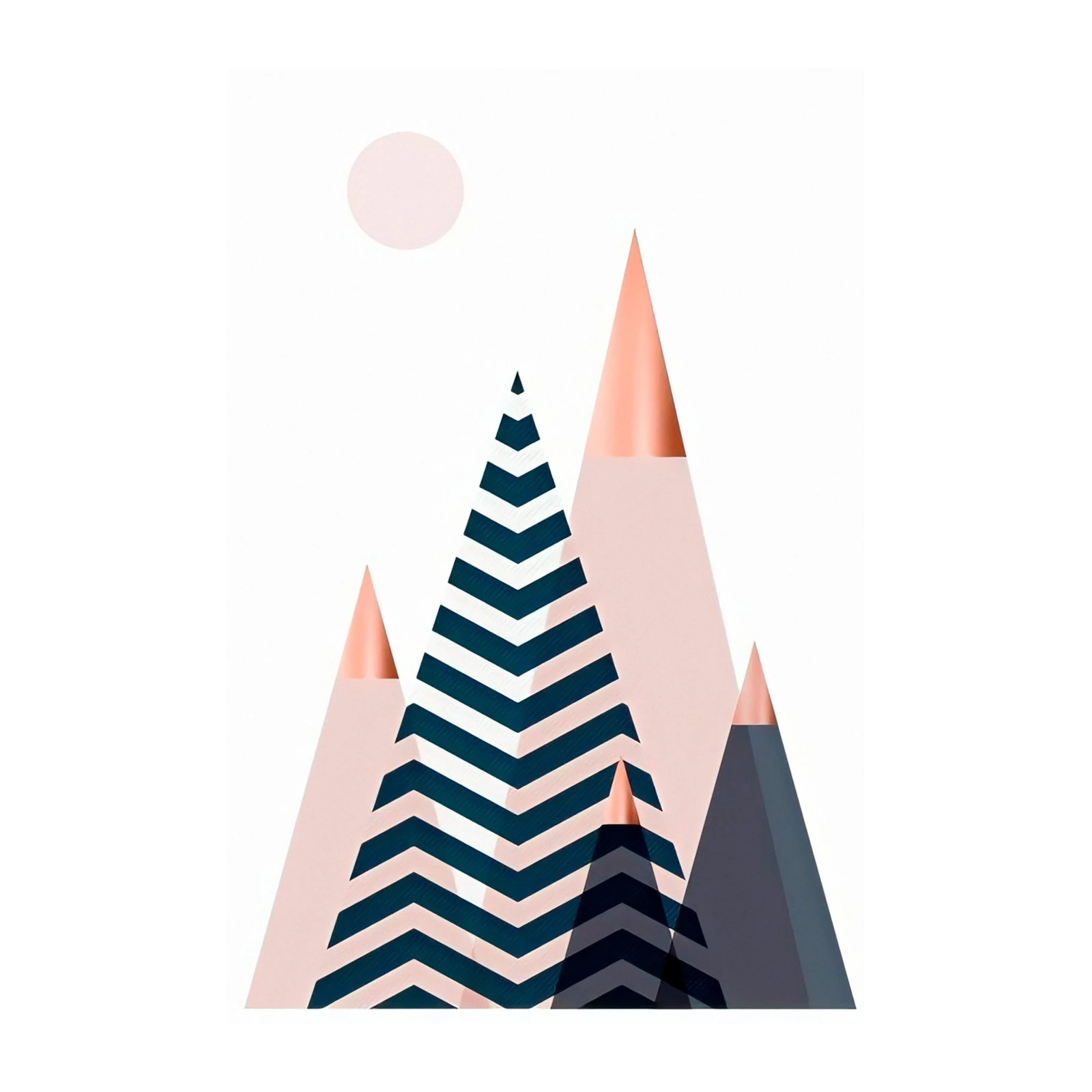 Geometric Mountain Sunset Wall Art