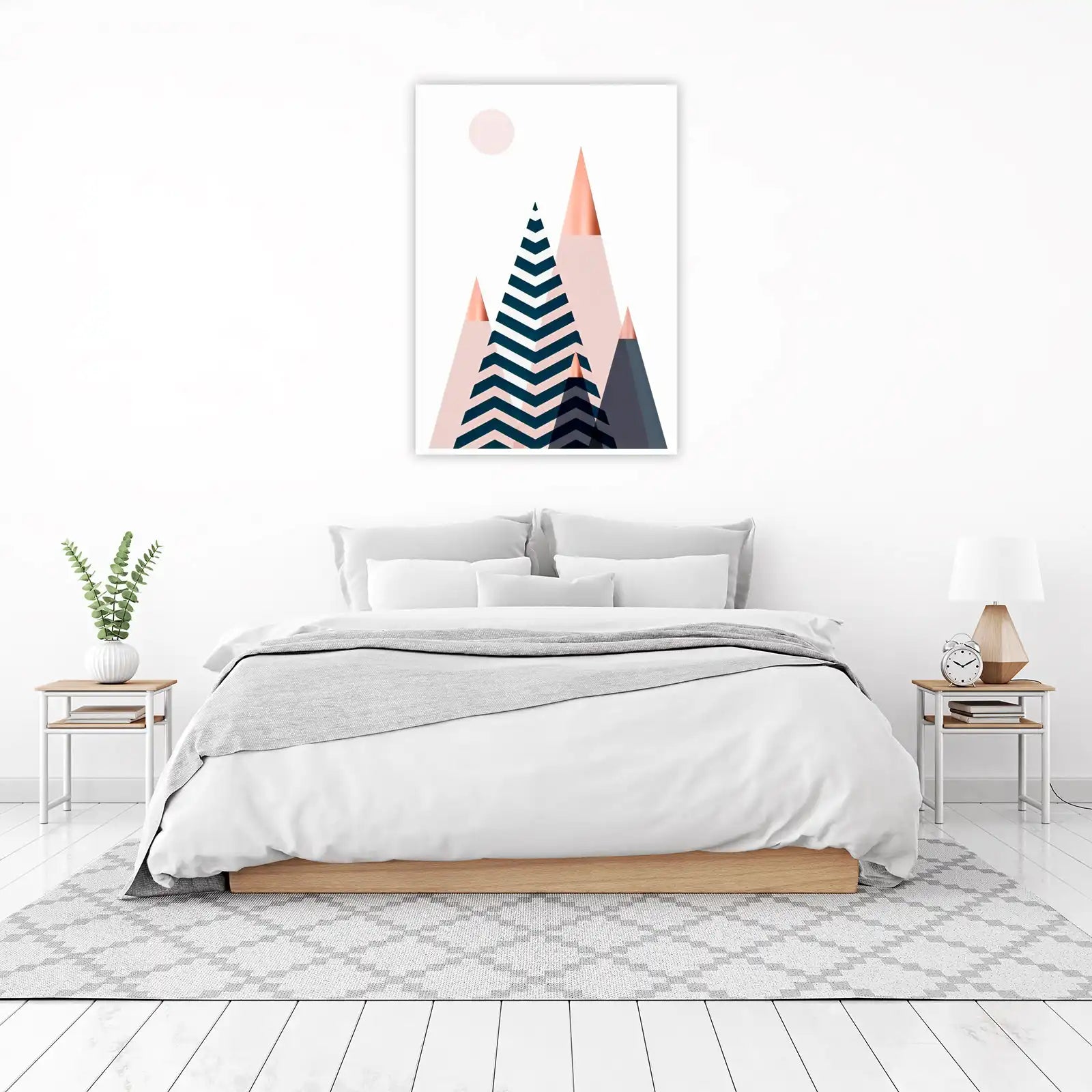 Geometric Mountain Sunset Wall Art