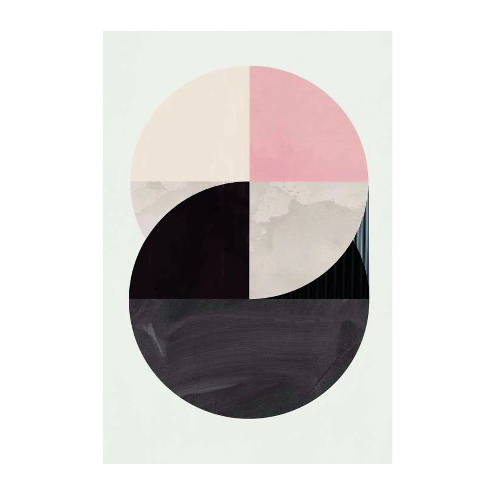 Geometric Blush Pink & Black Abstract Wall Art