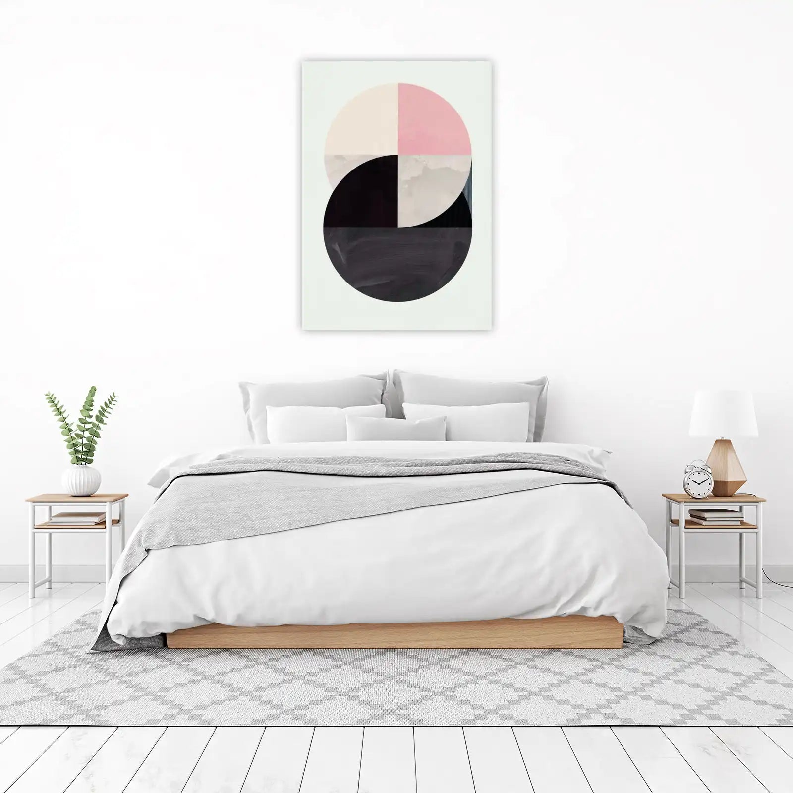 Geometric Blush Pink & Black Abstract Wall Art