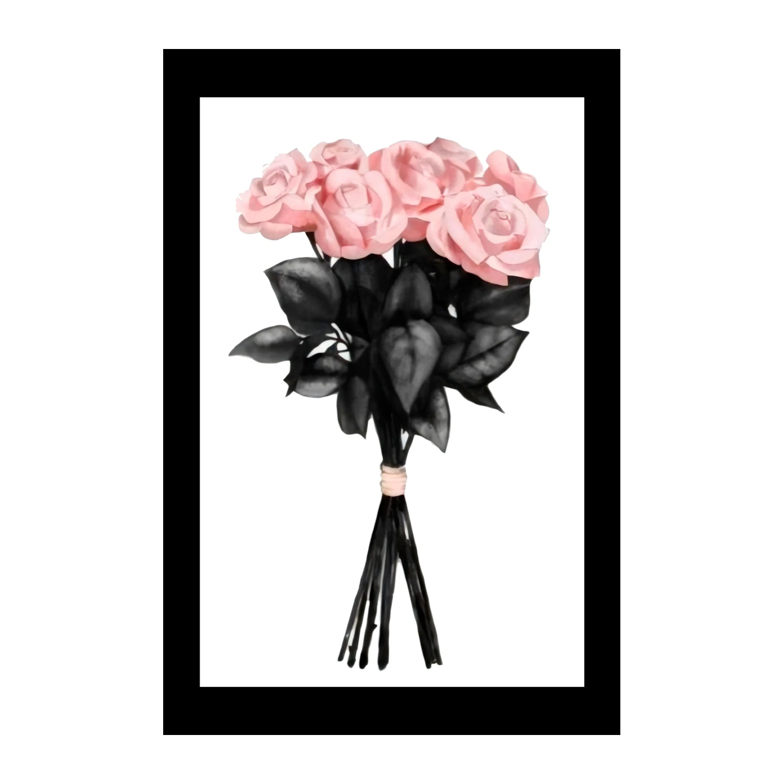 Blush Pink Roses with Dark Leaves Wall Art