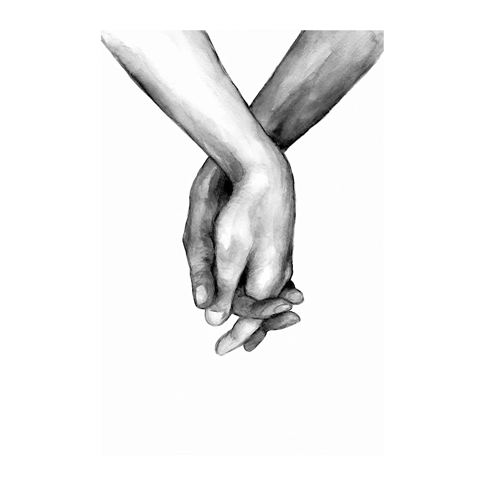 Gentle Embrace Watercolor Hands Wall Art