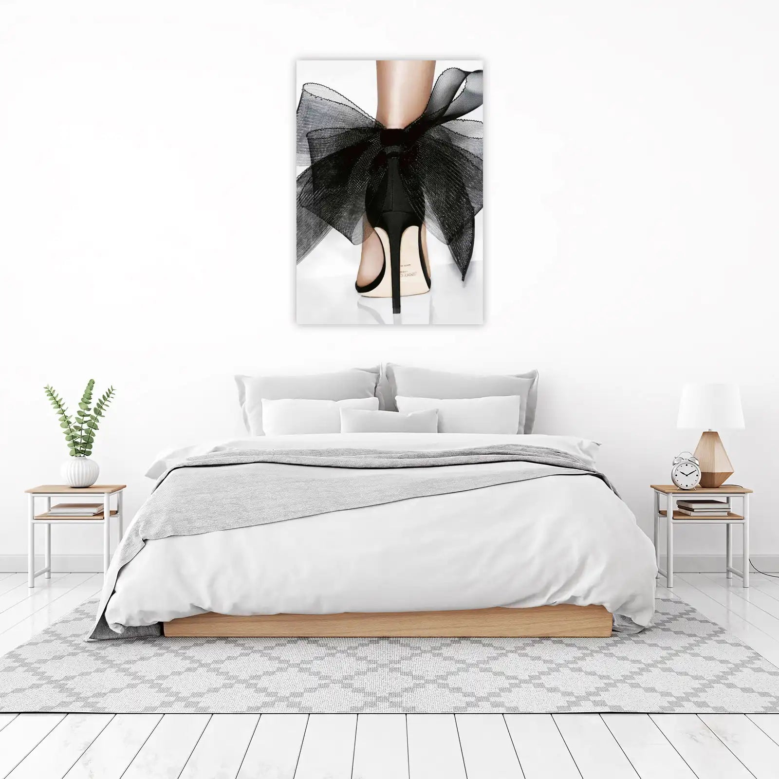 Elegant Black Bow Stiletto Wall Art