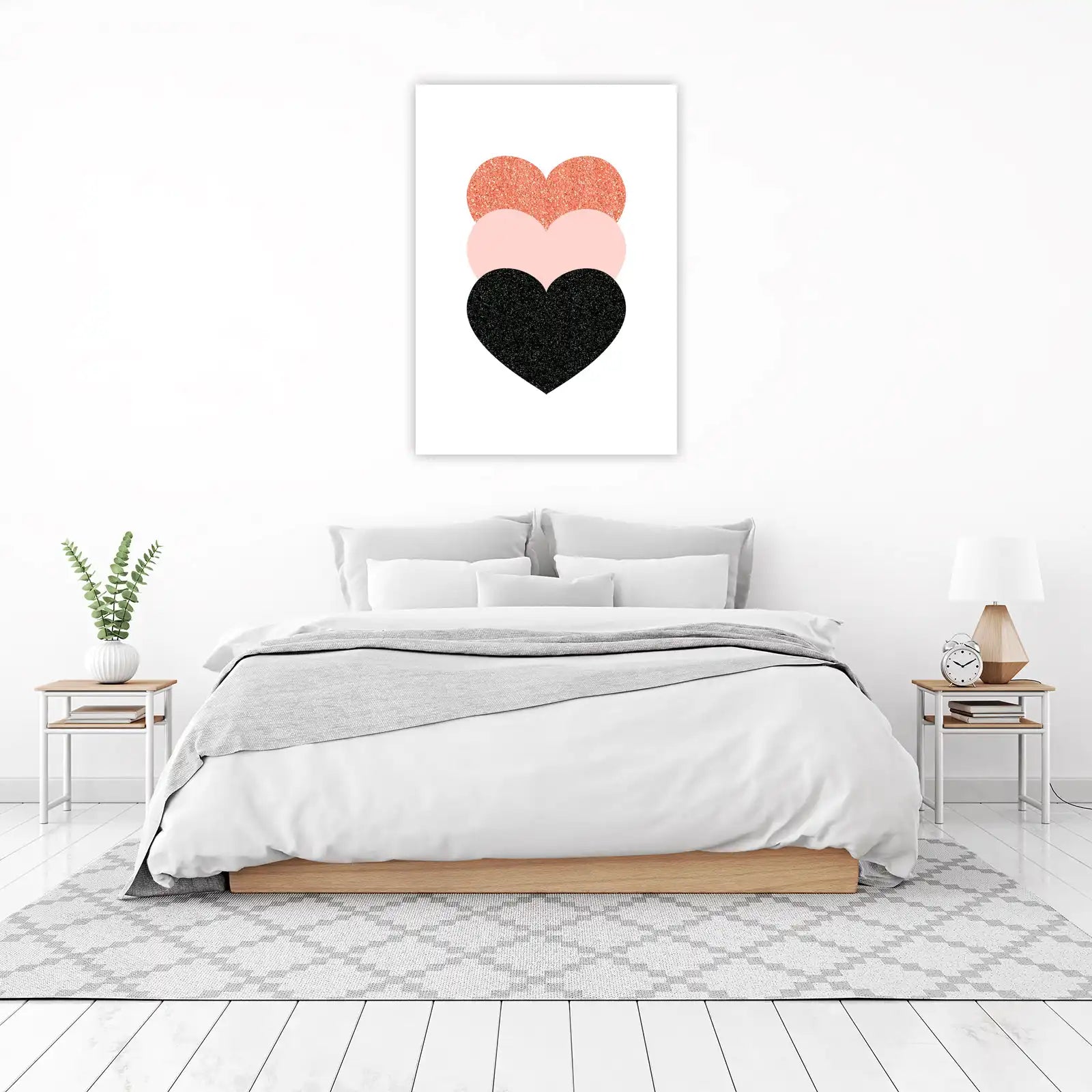 Sparkling Love Hearts Geometric Wall Art