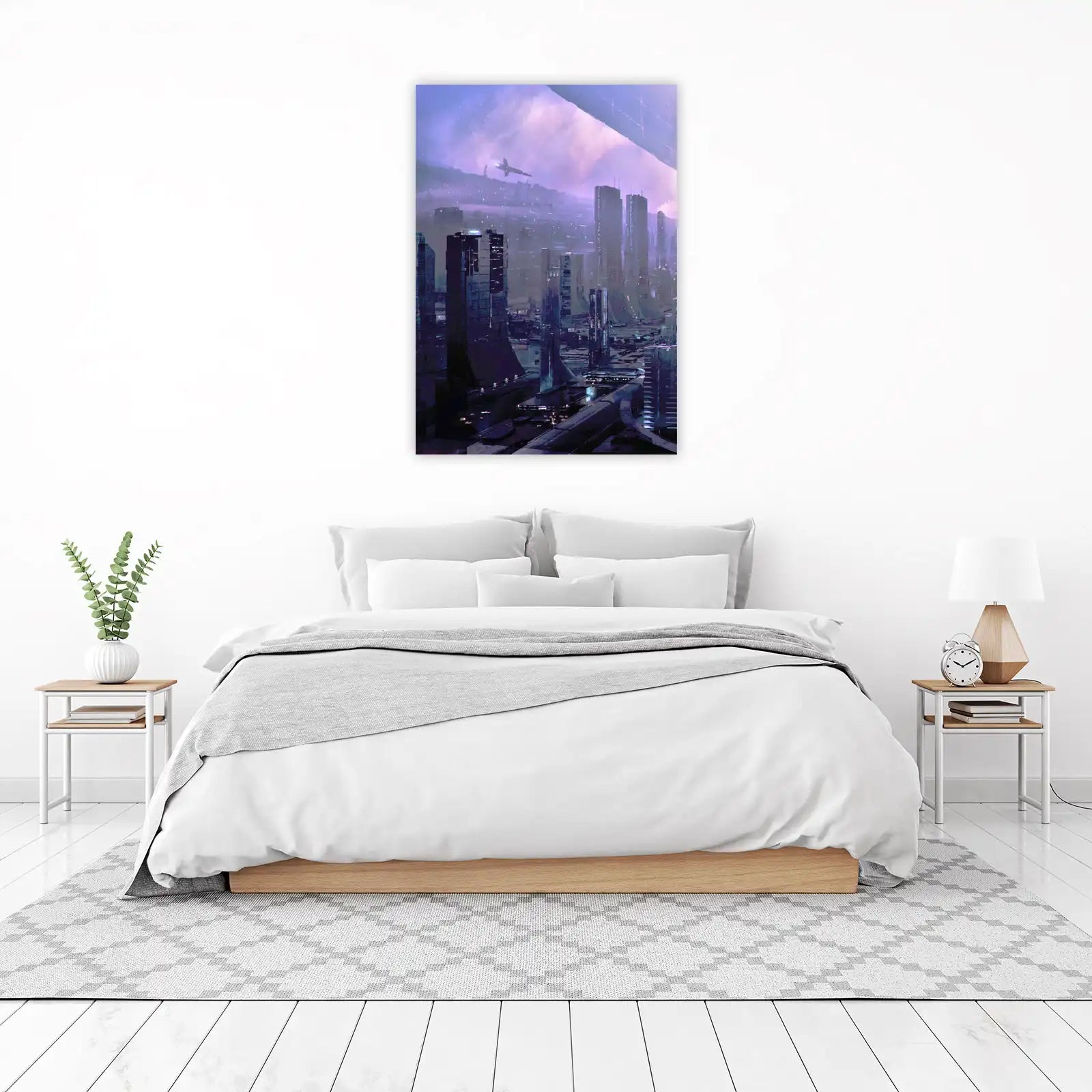 Futuristic Cityscape & Spaceship Wall Art