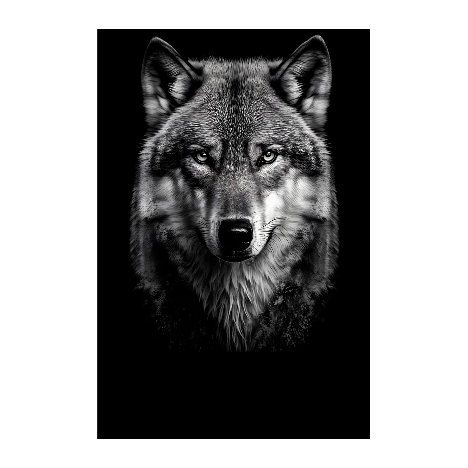 Intense Wolf Portrait B&W Wall Art