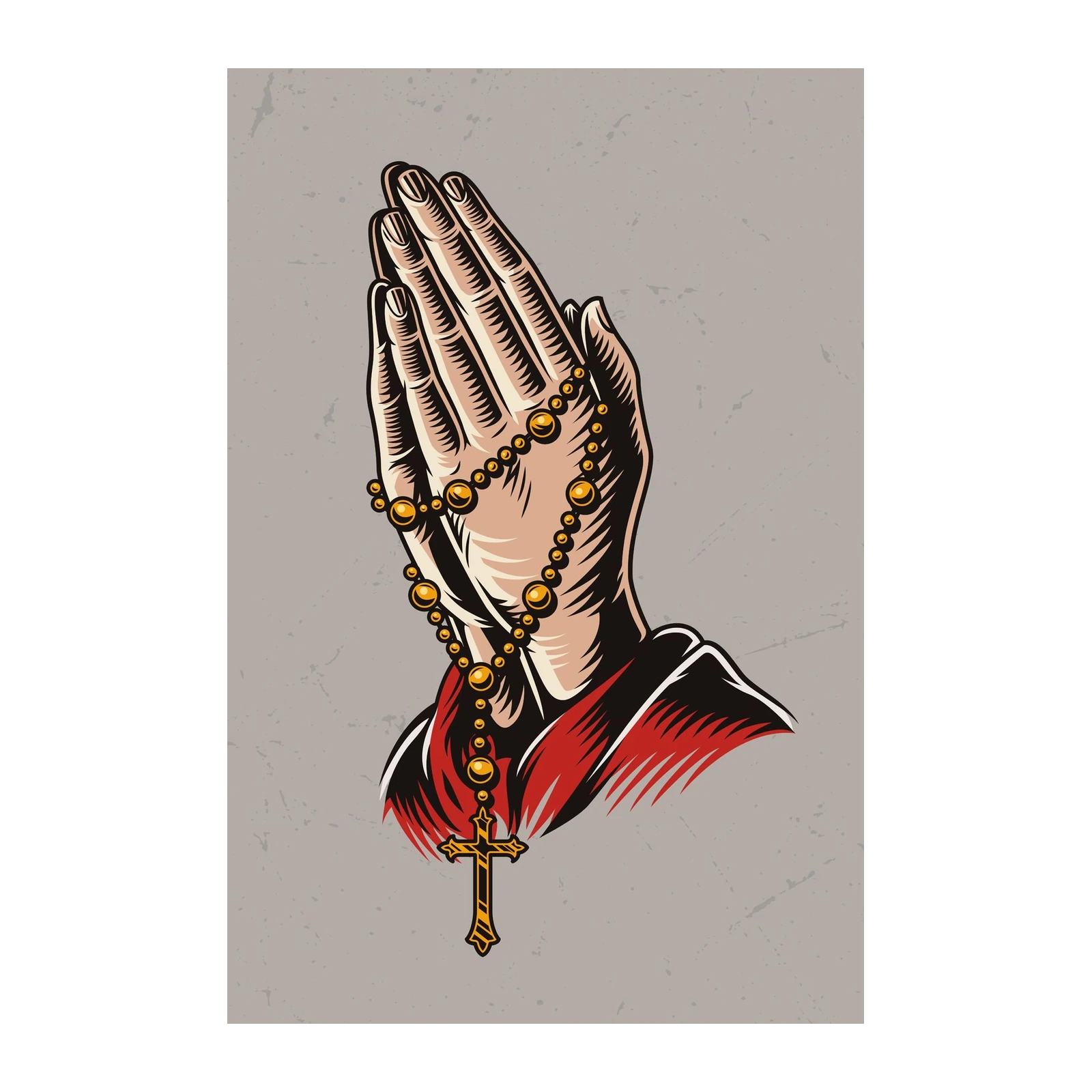Praying Hands with Rosary Wall Art
