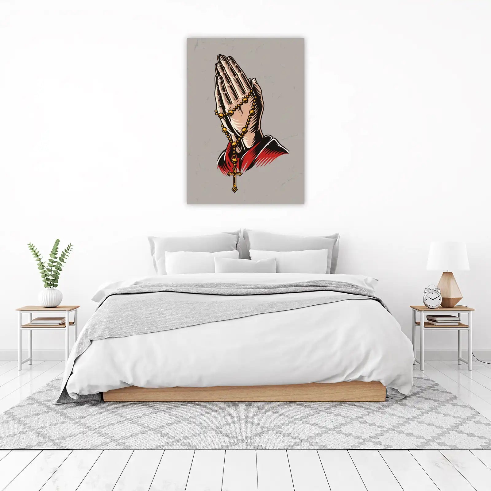 Praying Hands with Rosary Wall Art