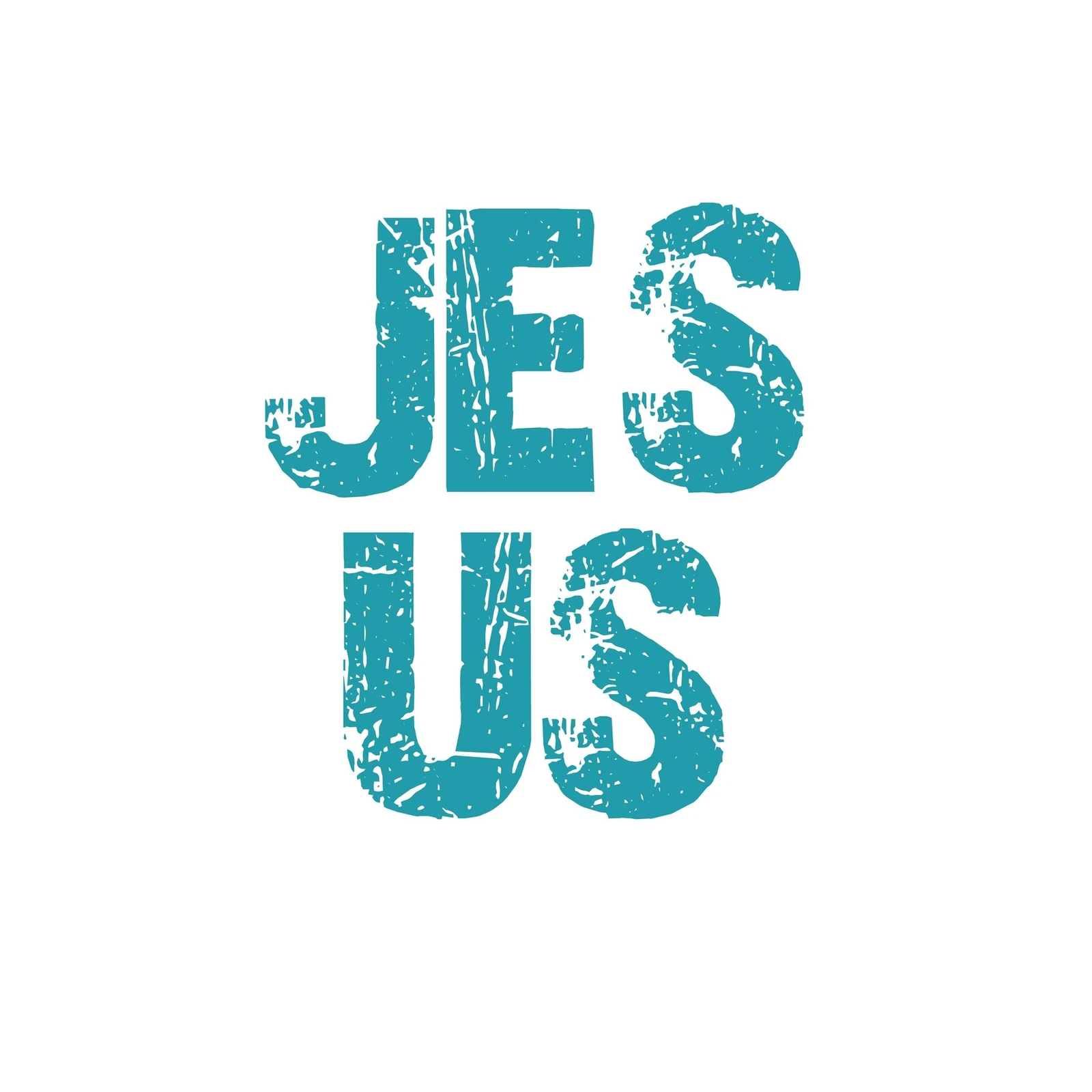 Bold Teal "JESUS" Typography Wall Art